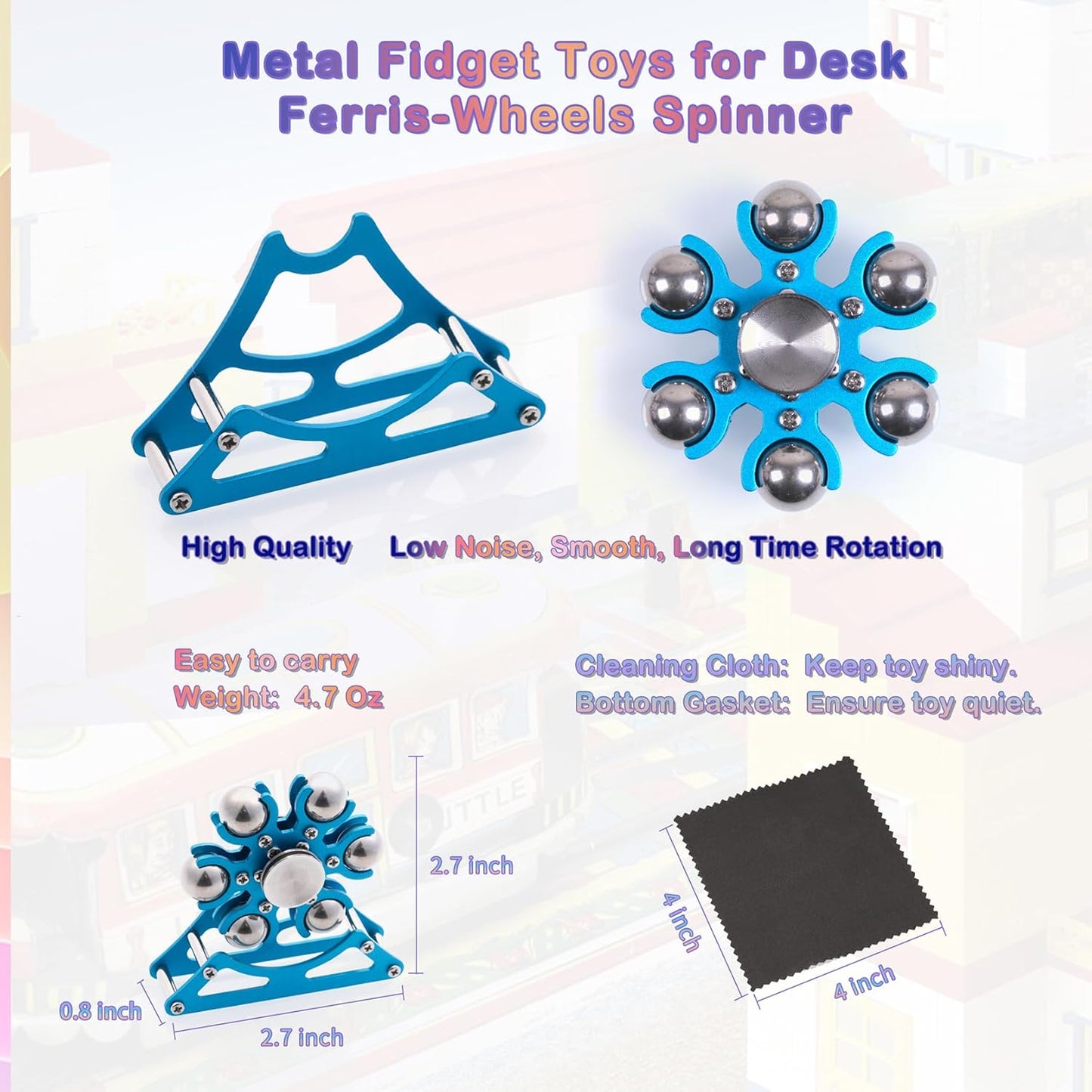 Desk-Fidget-Toys for Ferris-Wheels-Spinner: Metal Kinetic-Spinner 4mins, Cool-Gadgets for Kid Children Teen Adult EDC-Toy, ADHD Tools Cool-Stuff Stress Relief Gift for Office Home School Christmas