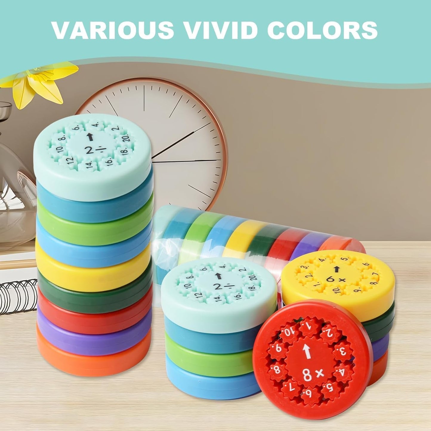 Math Fidget Spinners, Math Fidget Toy Multiplication for Kids, Math Facts Fidget, Learning Multiplication and Division Education Toys for Kids, Math Game for Home School Classroom Prizes(9pcs)