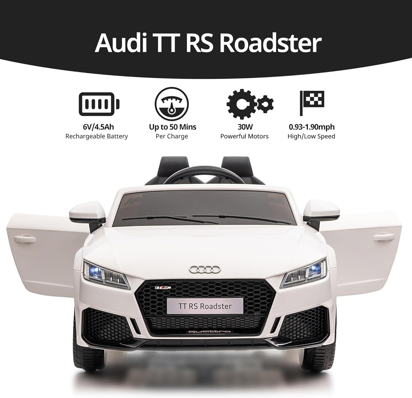 Electric Car for Kids, Licensed Audi 6V Kids Ride on Car Toy for Toddlers with Remote - White