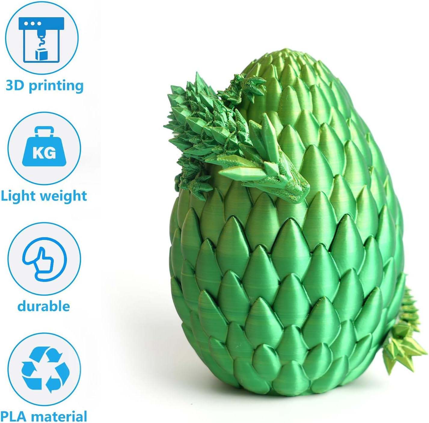 Easter Dragon Eggs 3D Printed Dragon Egg with Dragon Inside Articulated Crystal Dragon Fidget Toy Mystery Easter Suprise Home Office Decor Executive Desk Toys