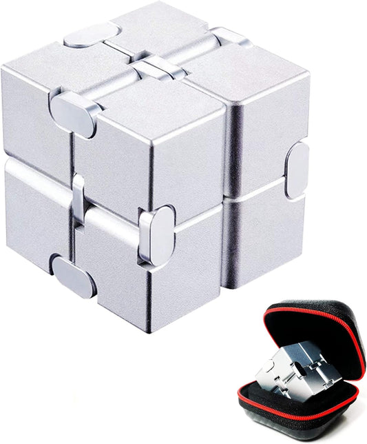 Infinity Cube Fidget Toys Aluminum Metal Stress Relief and Anti Anxiety Finger Flip Cubes Toys for Kids and Adults Idear Gadgets for Men with Exquisite Packaging