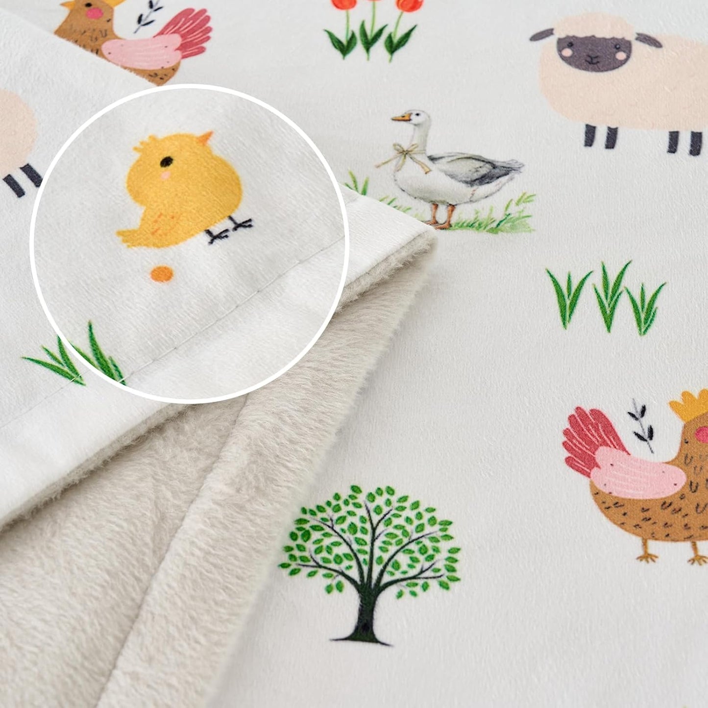 Baby Blanket 30x40 Inches Soft Double Layer Fleece Throw with Great Farm Print Gender Neutral Crib Blanket for Infant, Toddler, Newborn Baby Girl or Boy Shower Gift