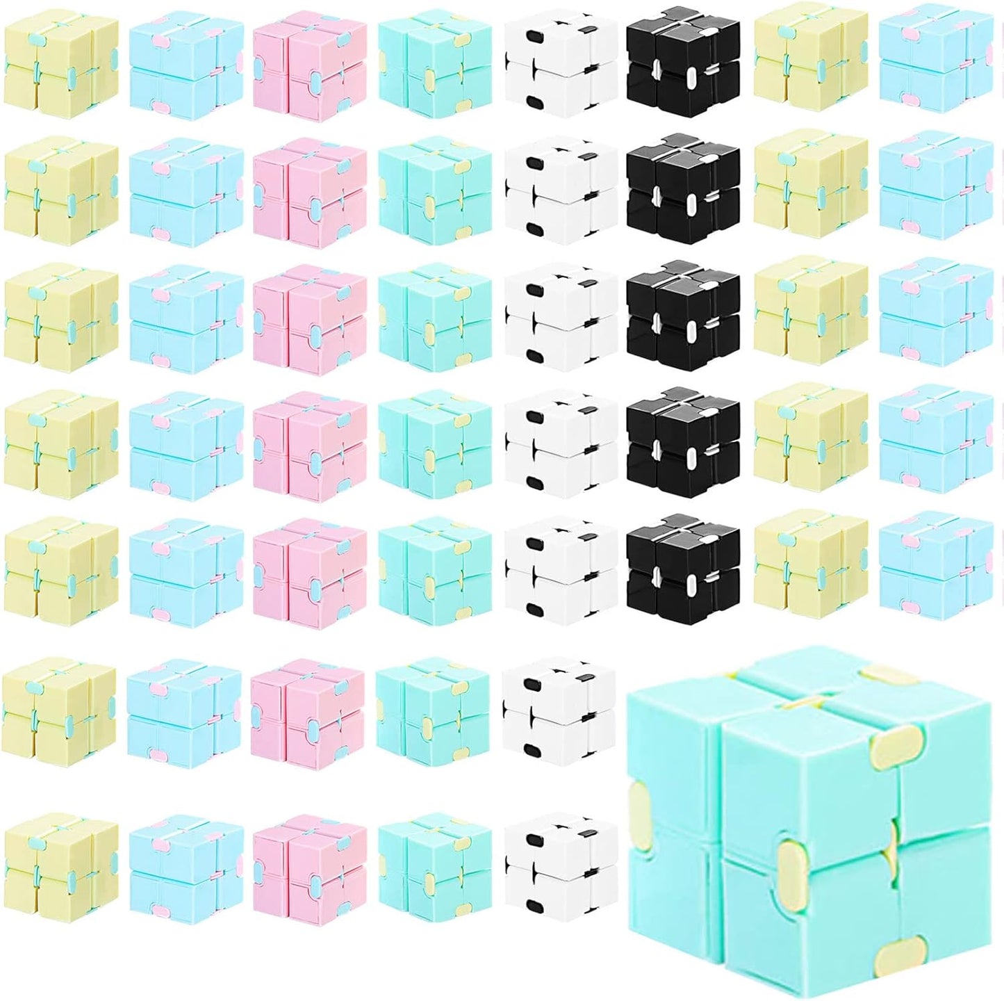 48 Pcs Cube Sensory Toy Handheld Infinite Cube Flipping Hand Cube Desk Gift Portable Blocks for Teen Adult Anxiety Stress Relief Valentine's Day (Macaron Style)