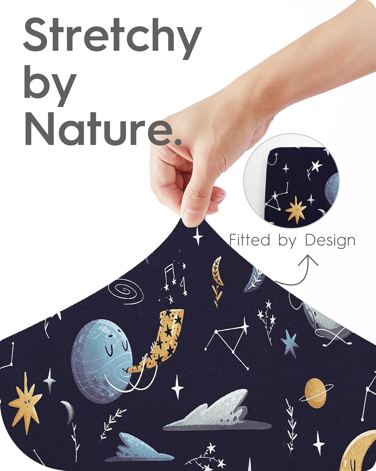 Bassinet Sheets for Baby Boy Girl, TotBasic Buttery Soft Universal Bassinet Fitted Sheet, Compatible with Halo, Mika Micky, Baby Delight, Dream On Me, Maxi COSI and More Bassinet Mattress(Space)