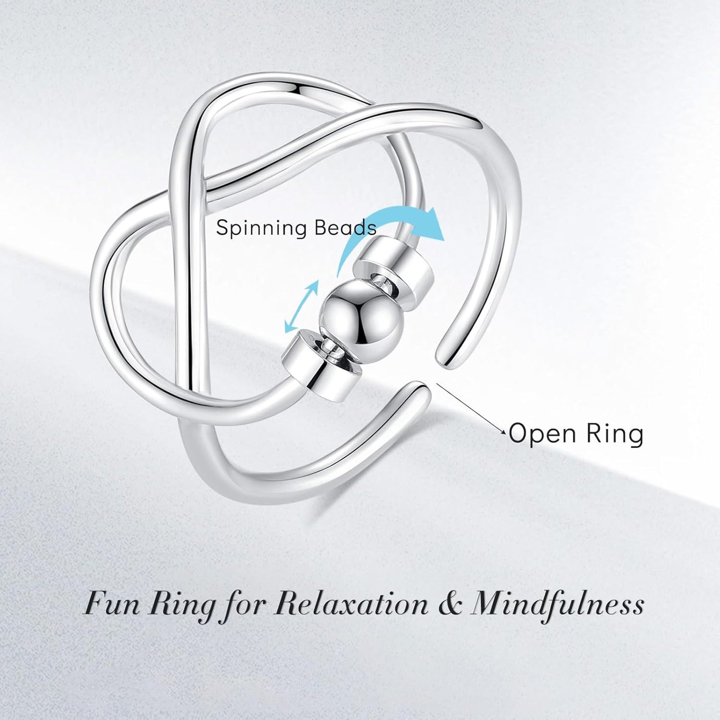 INFUSEU Funny Spinner Fidget Rings for Women Girls Anti Anxiety Stress Worry, Adjustable Size