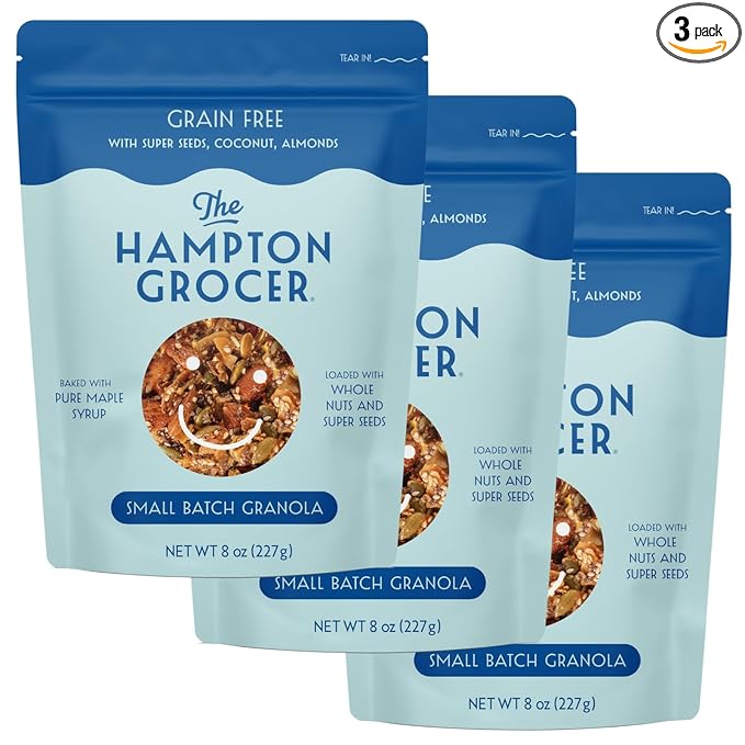 The Hampton Grocer Super Seed Grain Free Granola, 3 pack - Organic, Gluten-Free, Nut-Packed Snack with Pumpkin Seeds, Coconut & Maple Syrup - Small Batch, Handmade, 8oz