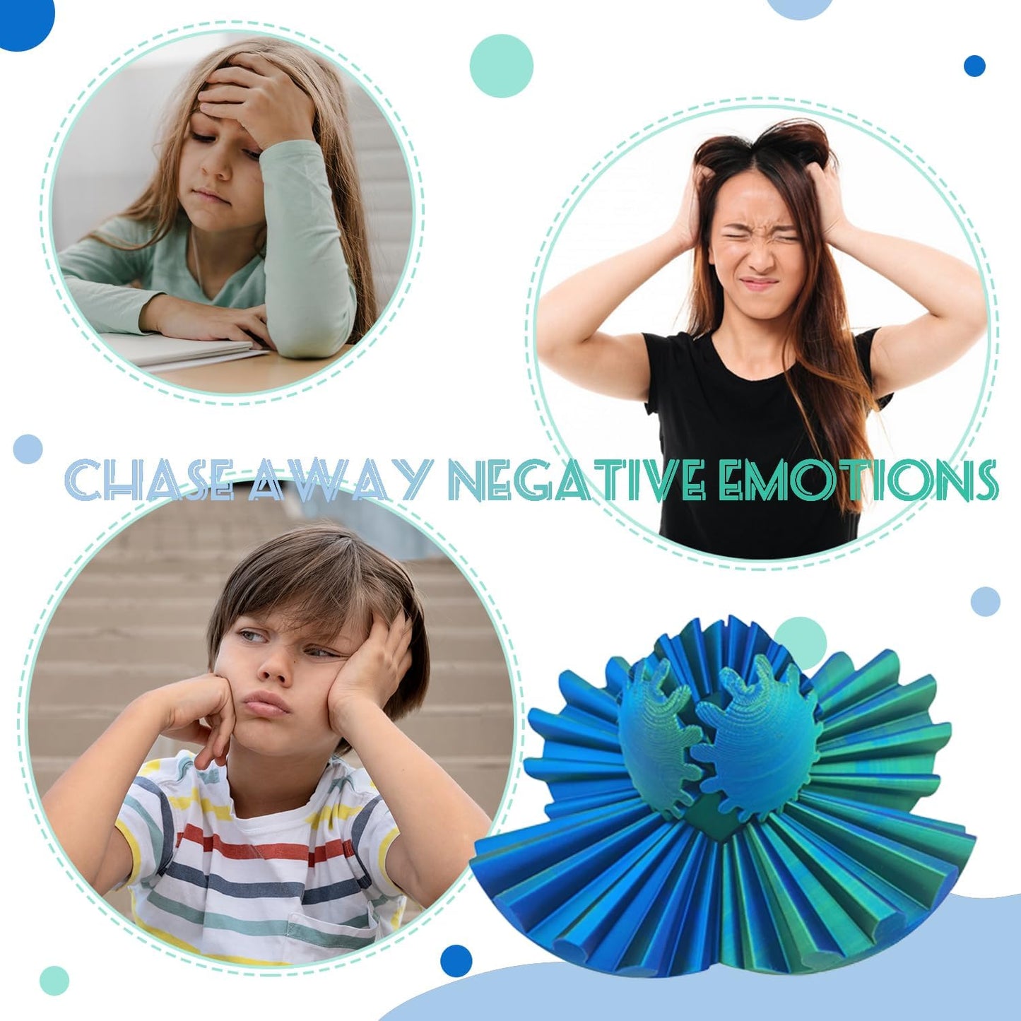 Gear Ball - GearSphere Fidget Toy, 2024 Gear Sphere Cube Puzzlefor Adults Kids Stress and Anxiety Relaxing,3D Printed Spin Ball or Cube Fidget Toy (Blue+Orange)