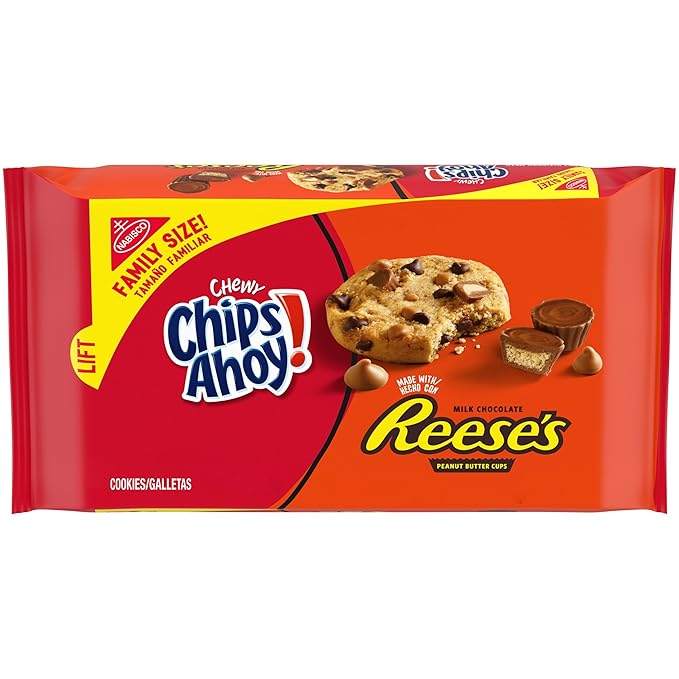NABISCO CHIPS AHOY! Peanut Butter Cup Chocolate Cookies, Family Size, 14.25 Ounce (Pack of 1)