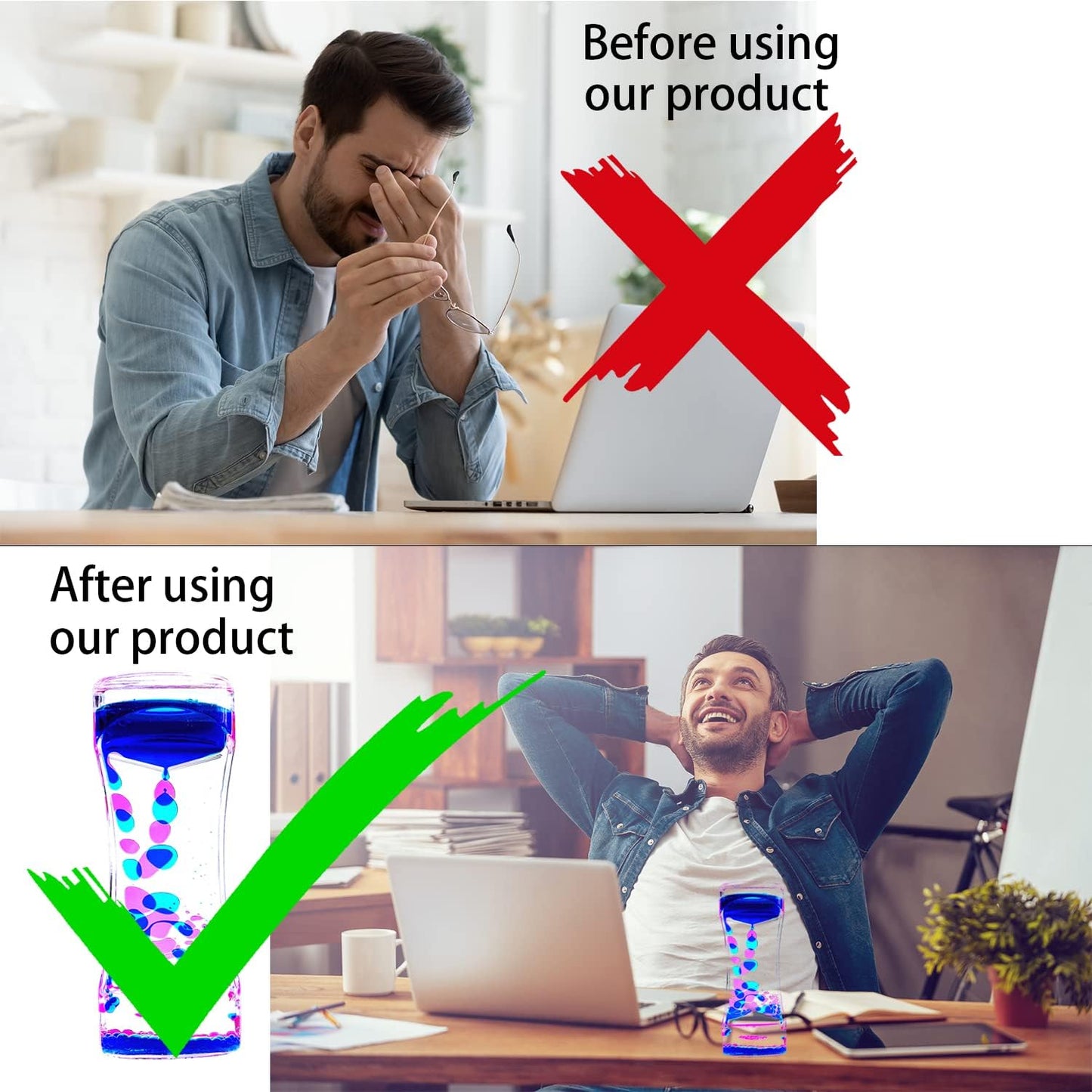 Liquid Motion Bubbler Timer Pack of 5 Colorful Hourglass Liquid Bubbler Sensory Anxiety Toys Autism ADHD Fidget Toys Children Activity Calm Relaxing Desk Toys for Kid's Teenager Adults