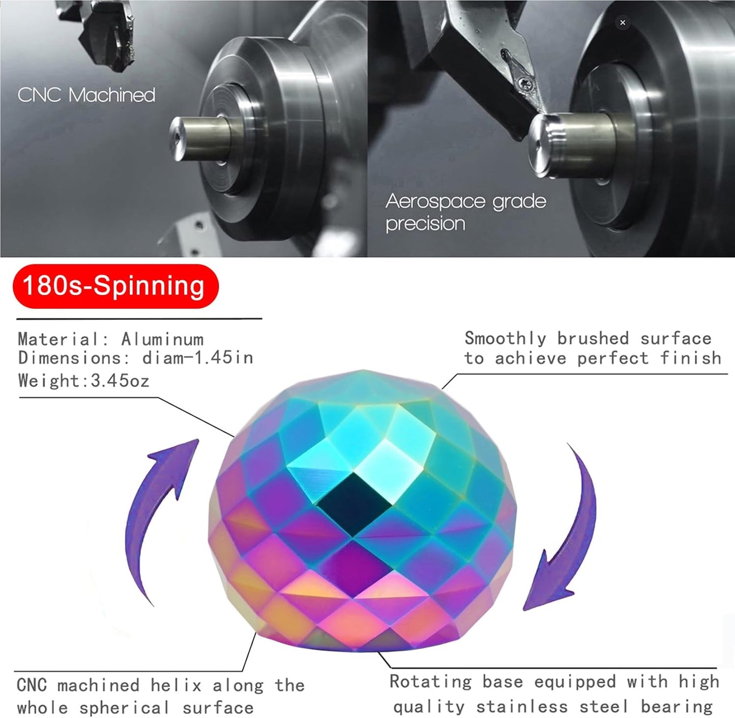 Desk-Toys for Fidget Kinetic-Cool-Gadgets: Cool-Stuff for Kid Children Teen Adult, Optical-Illusion Toy for Office School Home Women Men Christmas Stress-Relief-Gifts 180 Seconds Spinning