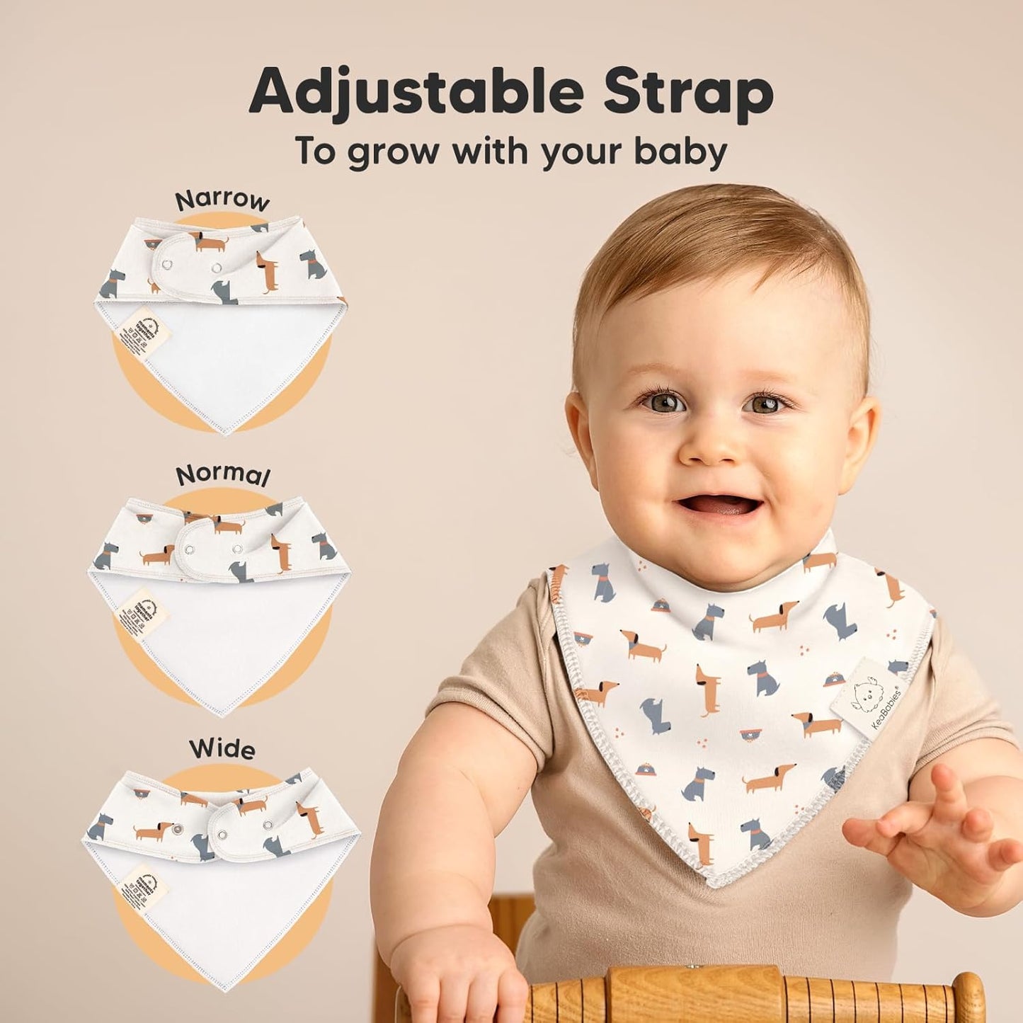 8-Pack Organic Baby Bandana Bibs for Boys, Girls - Super Absorbent Triangle Baby Bibs for Drooling and Teething Infant, Dog Bandanas, 100% Cotton Extra Soft, Newborn, Infant 0-36 Months (Pets & Paws)
