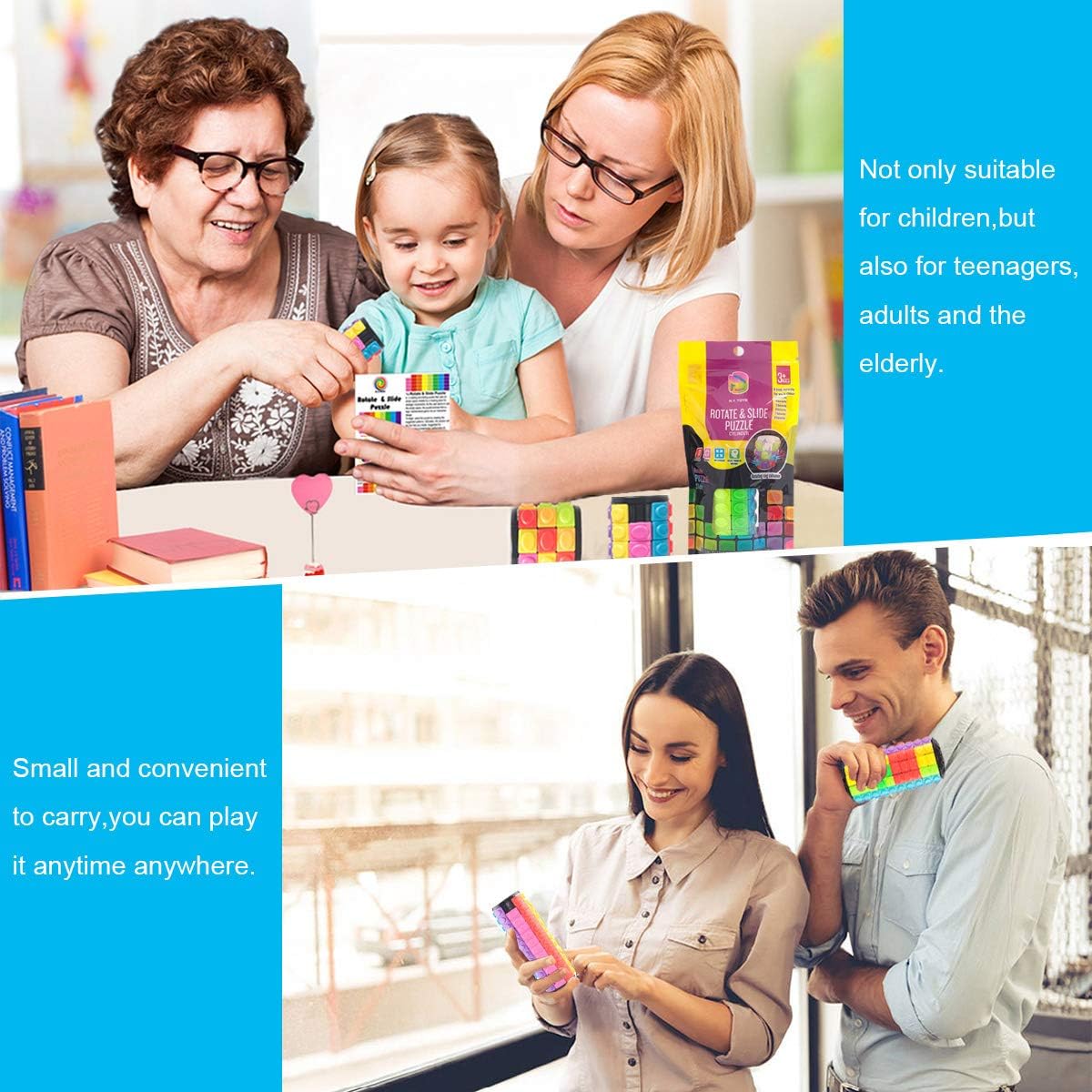 R.Y.TOYS Rotate and Slide Puzzle-Design Patent,Fidget Toys(Restore/Create)-8 Colors,15 Layers-Detach Piece for Quick Play,Brain Teaser,Sensory Toys,Stocking Stuffers,Easter Basket Stuffer Essentials