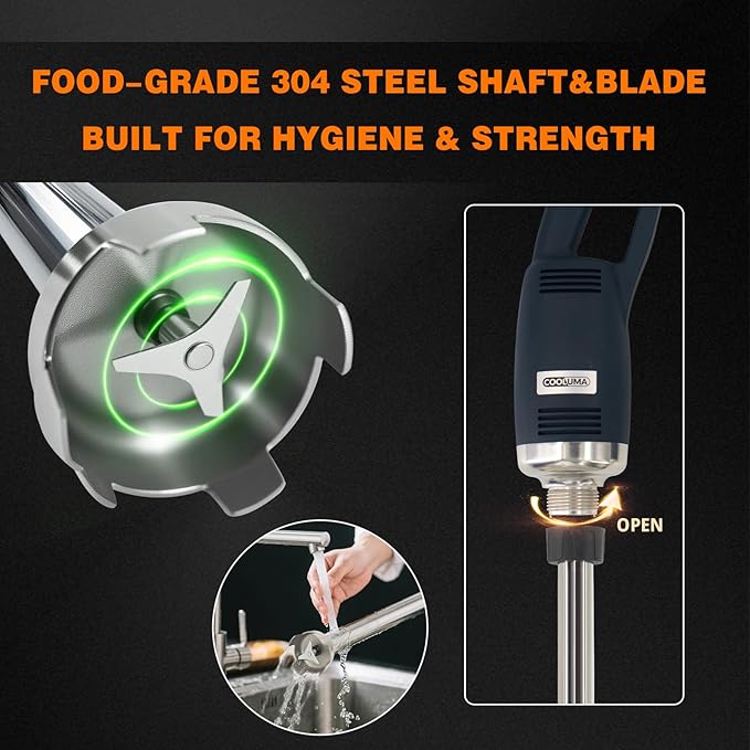 Commercial Immersion Blender, X-Heavy Huty 750W Handheld Blender, 18 Inch Detachable Shaft, 8,000-19,000 RPM Variable Speed, 42 Gallons Multifunction Pro Electric Stick Emulsifier.