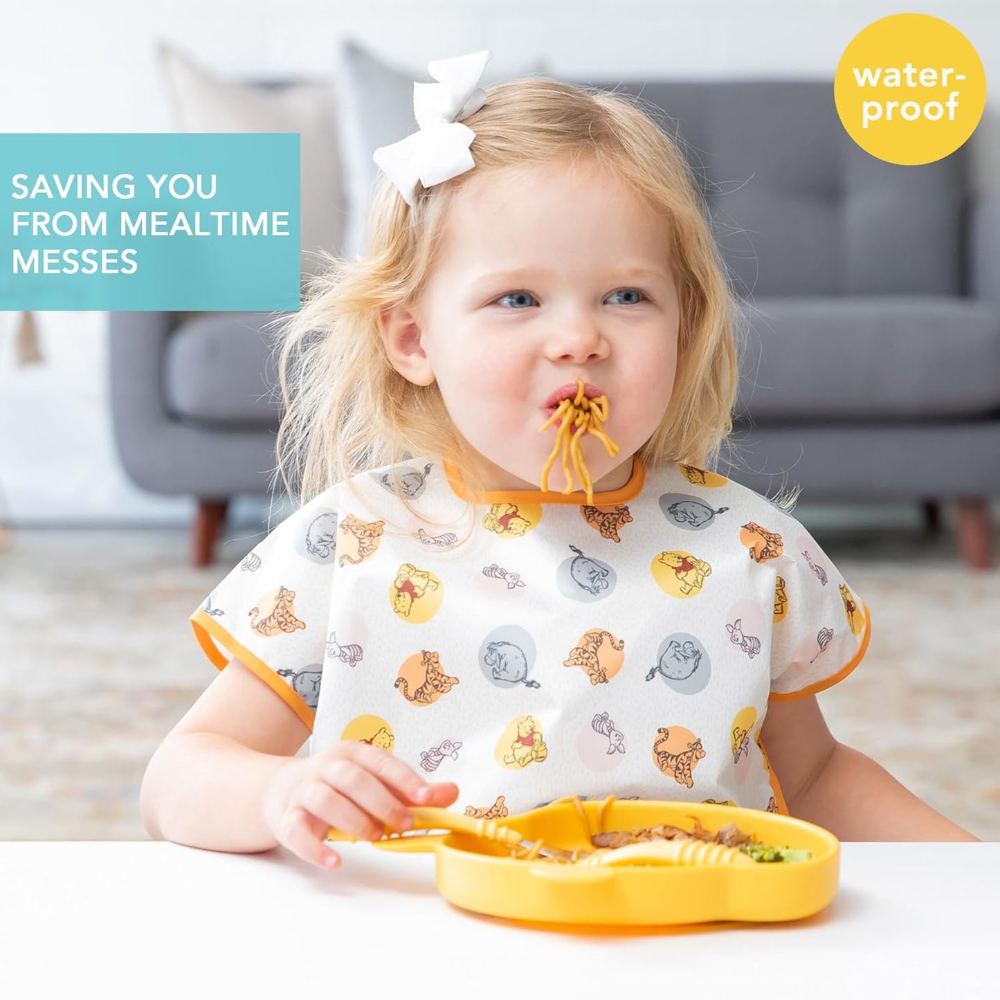 Bumkins Bibs - Toddler Bibs, Waterproof, Large for 1-3 Years, Short Sleeve