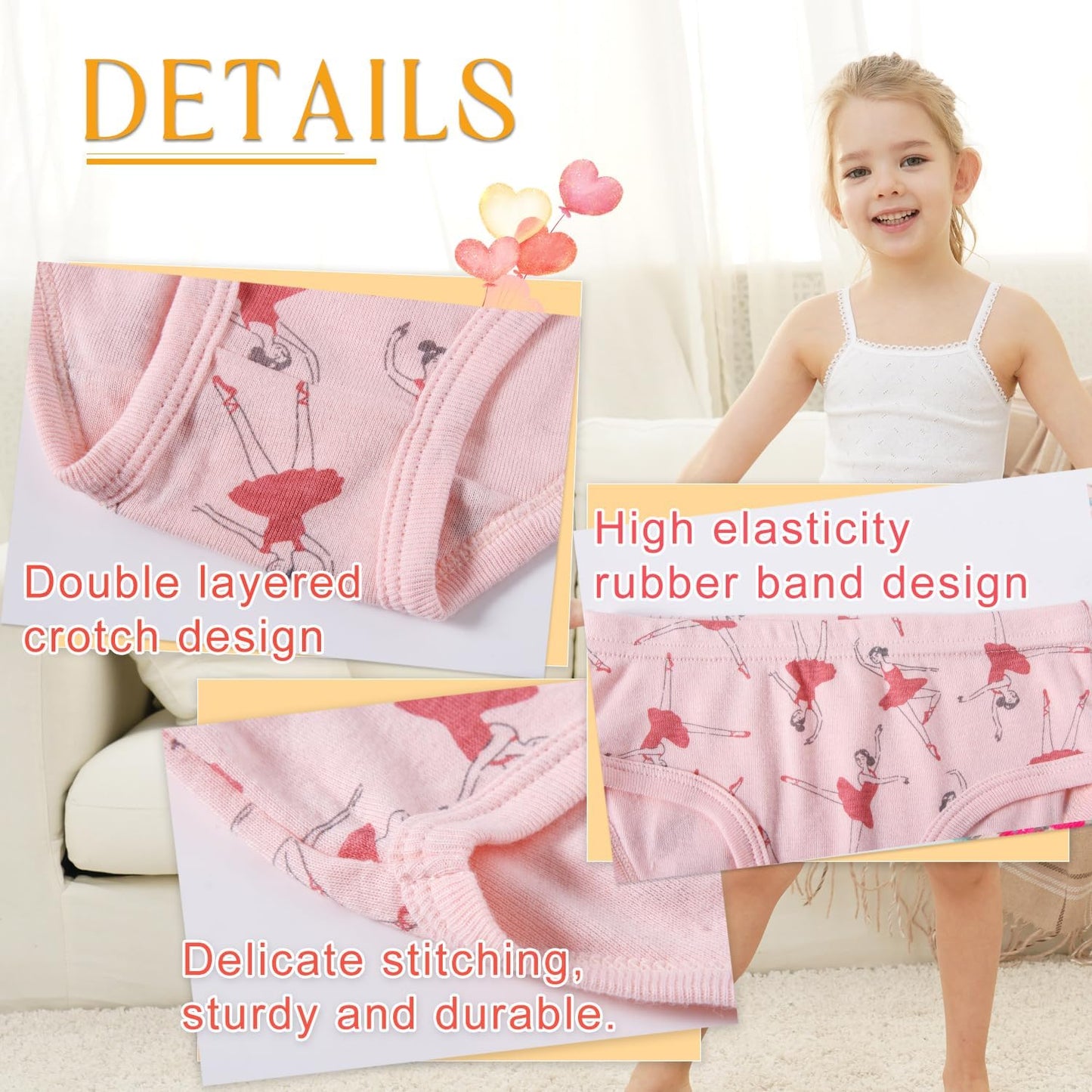 Finihen Girls Cotton Underwear Toddler Girls Panties Kids Briefs Multipacks.