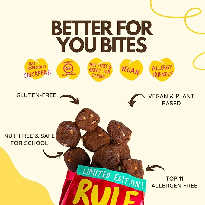 Rule Breaker Vegan & Gluten-Free Cookies | Mint Chocolate Brownie Bites |Plant-Based, Dairy, Nut, Soy, Allergen Free, Kosher | Soft-Baked School Snacks for Kids and Adults (Pack of 6)
