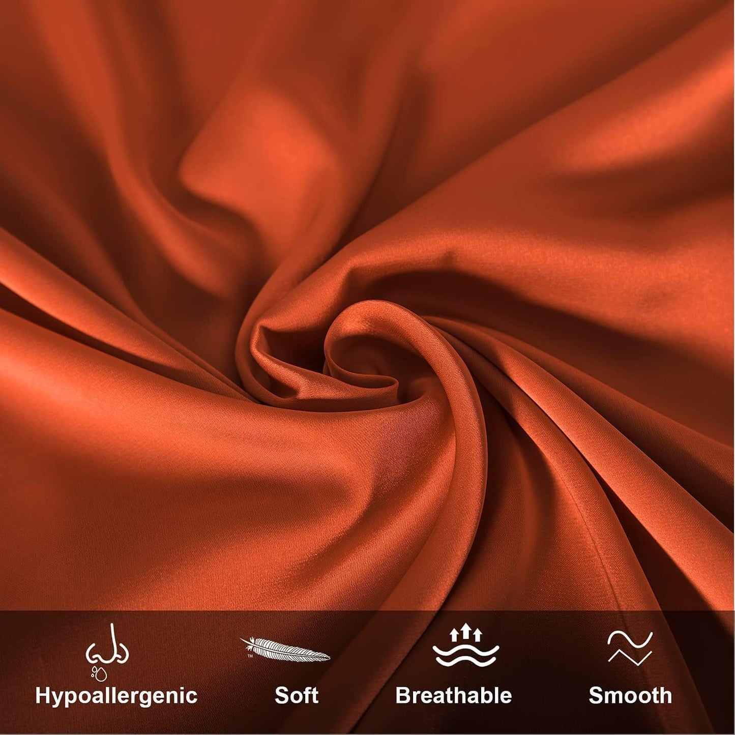 Mulberry Silk Pillowcase for Hair and Skin,Standard Size Cooling Silk Pillow Case with Hidden Zipper,Allergen Proof Dual Sides Soft Breathable Smooth Silk Pillow Cover for Women(Standard,Orange)