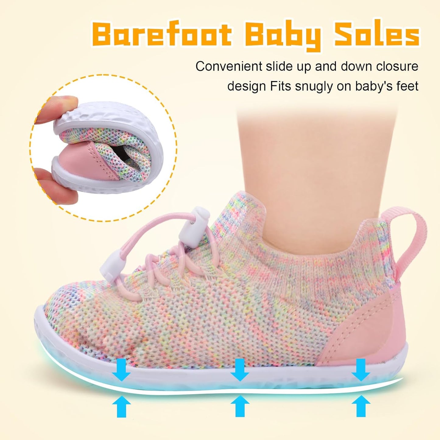 FEETCITY Baby Shoes Boys Girls First Walking Shoes Lightweight Infant Sneakers Slip On Shoe