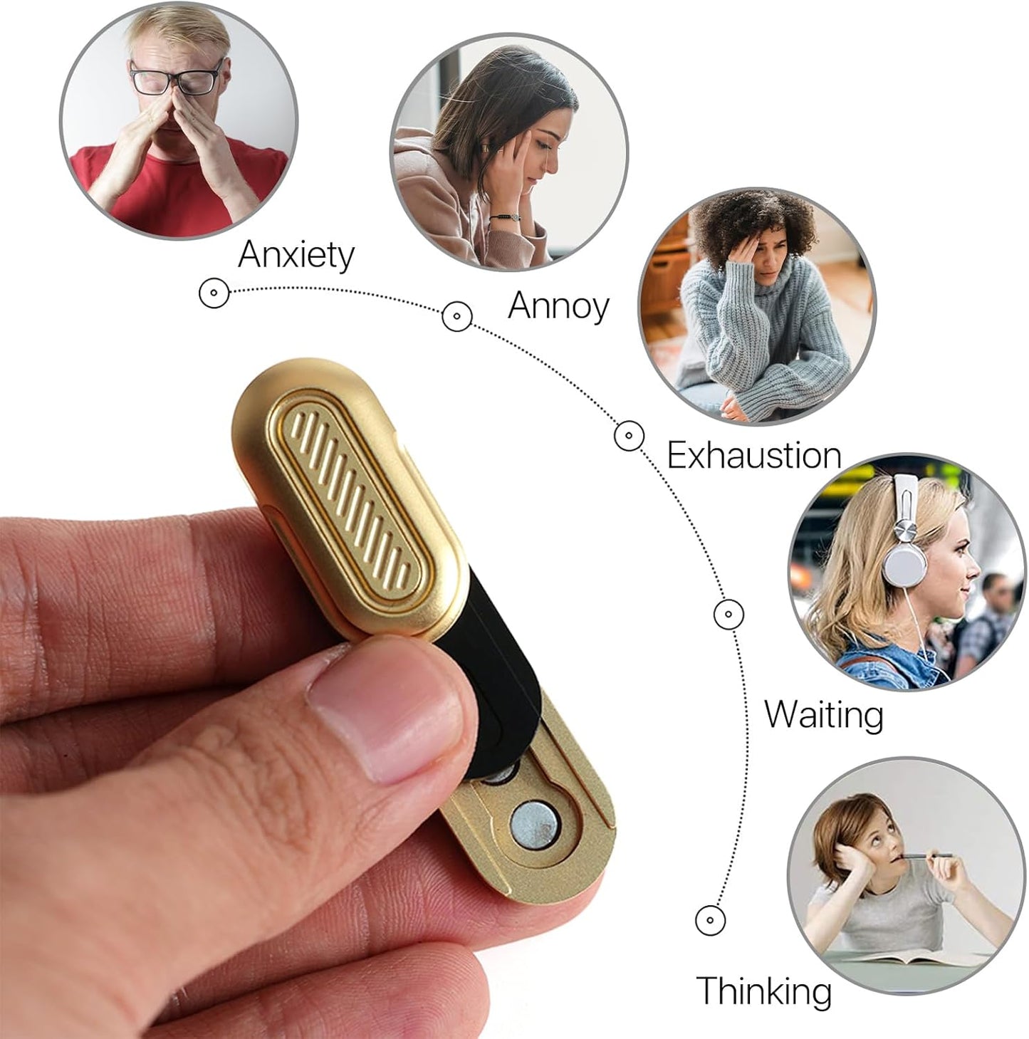 Mini Fidget Slider, Metal Card Fidget Slider Fidget Keychain Fidget Blocks Kit Adult Anxiety Anti Stress (#1 - Gold)