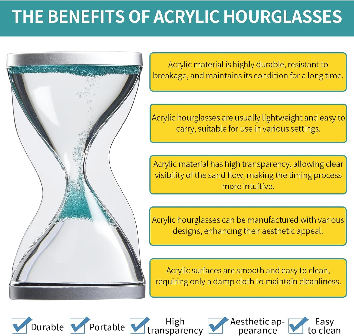 Sand Timer 10 Minute Hourglass Timer, Plastic Sand Clock 10 Minutes, Office pressure relief ornaments Sand Watch 10 Min, Hour Glass Sandglass Timer for Kids, Games, Classroom, Toothbrush Timer