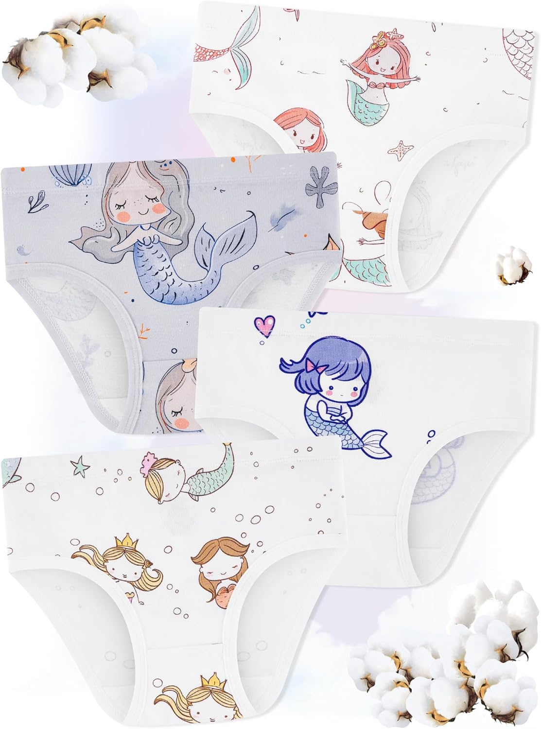 Girls' Underwear,Soft Cotton Tagless Panties for Toddlers' & Little Kids Comfort,Breathable Briefs,8-Pack