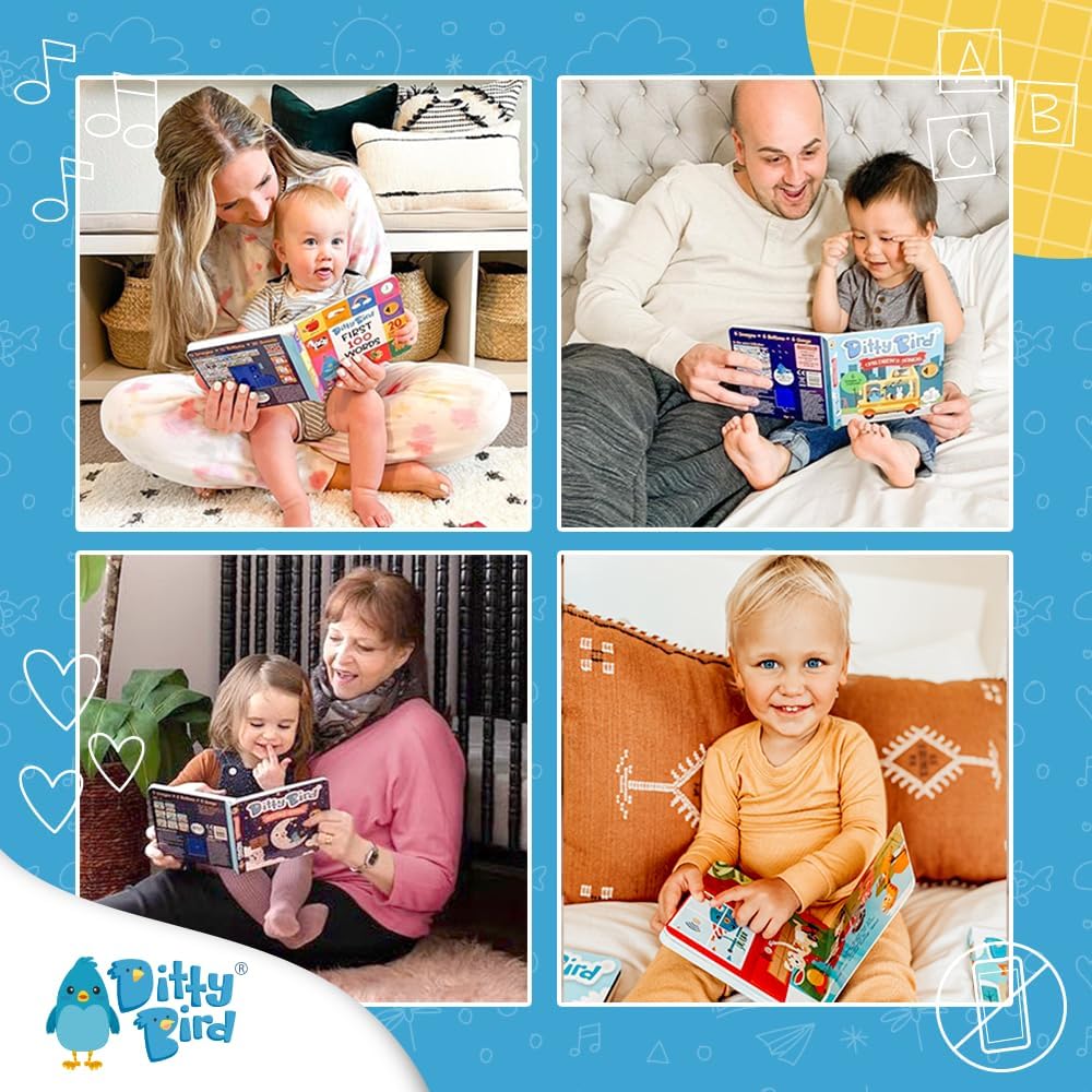 Ditty Bird Musical Books for Toddlers | Fun Children's Nursery Rhyme Book | Rain, Rain, Go Away Book with Sound | Interactive Toddler Books for 1 Year Old to 3 Year Olds | Sturdy Baby Sound Books