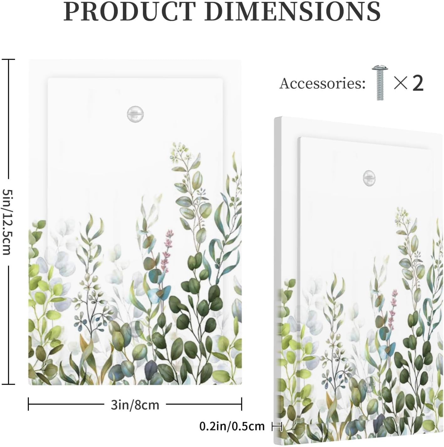 Green Eucalyptus Leaf Plant Herbs Springnature Light Switch Cover Plate 1 Gang No Device Blank Electrical Wall Plates Faceplate Decorative Switch Plate for Bed Room Living Room Decor