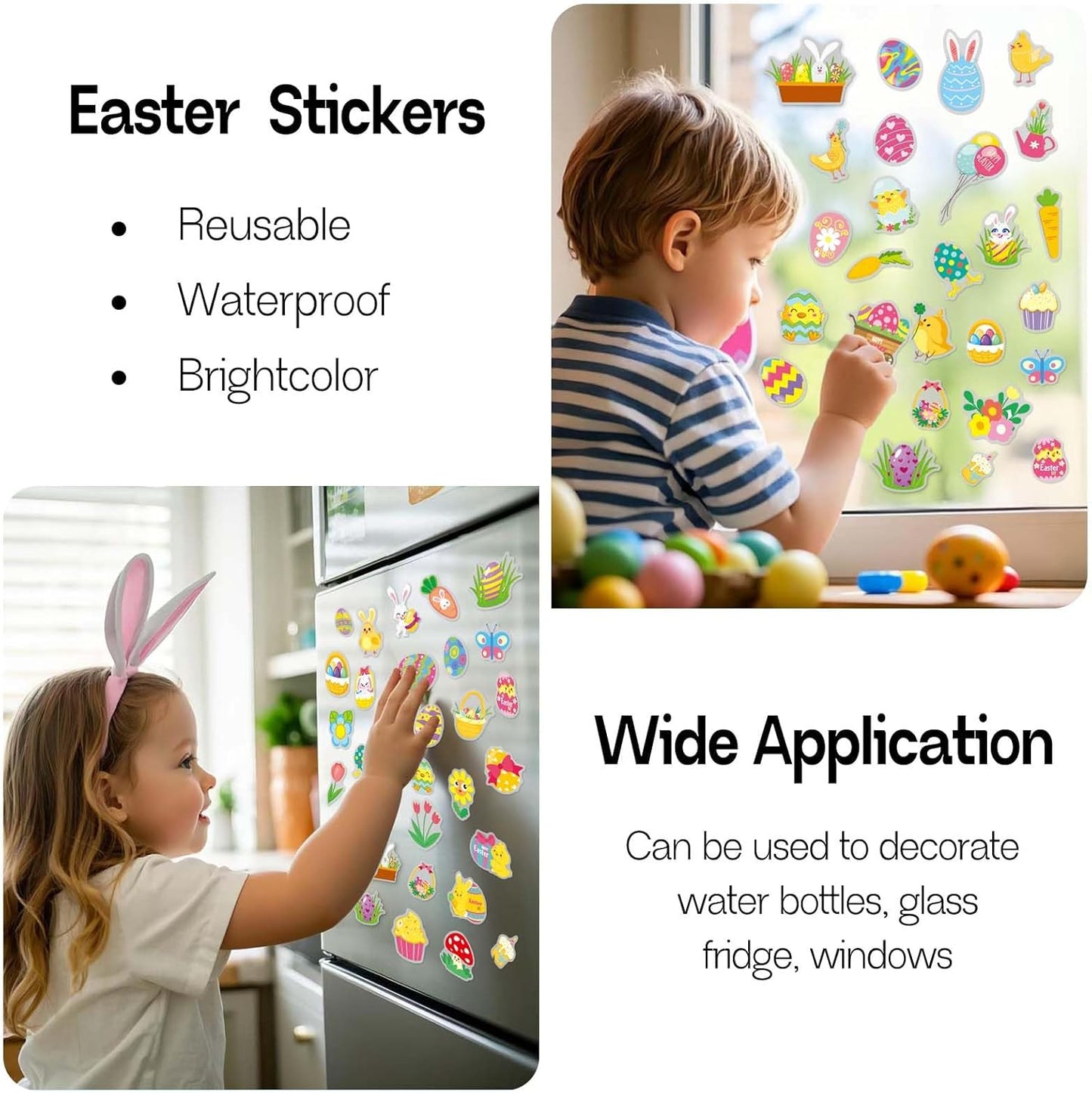 Easter Reusable Sticker Books for Toddlers 1-3, Easter Stickers for Kids, Sticker Book for Toddlers 2-4 Years, Easters Gifts Toys for Kids Girls Boys