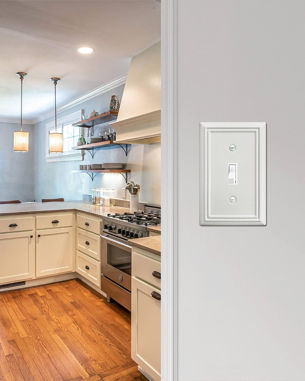 4-Pack Single Toggle Wall Plate, Metal Light Switch Cover, Decorative Off- White Switch Plate Cover, 3.15 * 4.88, Midsize