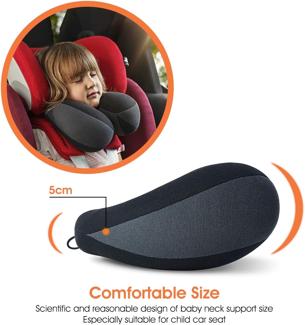 INFANZIA Kids Chin Supporting Travel Neck Pillow, Helps Support Head and Neck, Comfortably Designed for Head, Neck, and Chin Support - Ideal for Toddlers and Children,Black