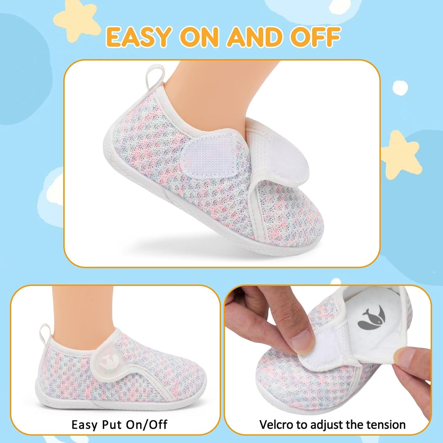FEETCITY Toddler Walking Shoes Slip On Toddler Shoes Boys Girls Kids Sports Sneakers Casual School Shoes Barefoot Shoes