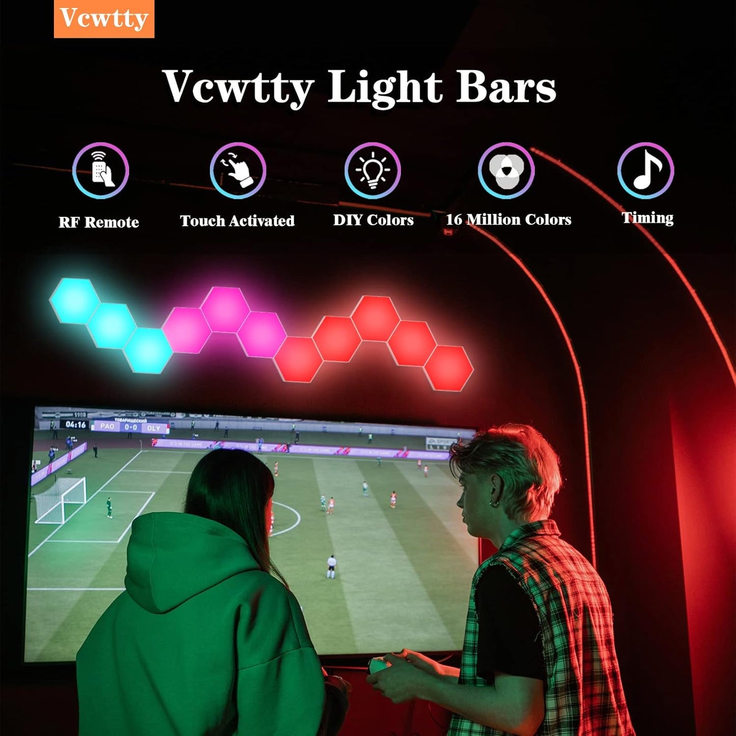 Hexagonal Wall Light Modular Touch Sensitive Lights Creative Geometry Assembly LED Hexagon Lights Suitable for Iving Room,Bedrooms,DIY Lovers, Gifts (10 Pack)