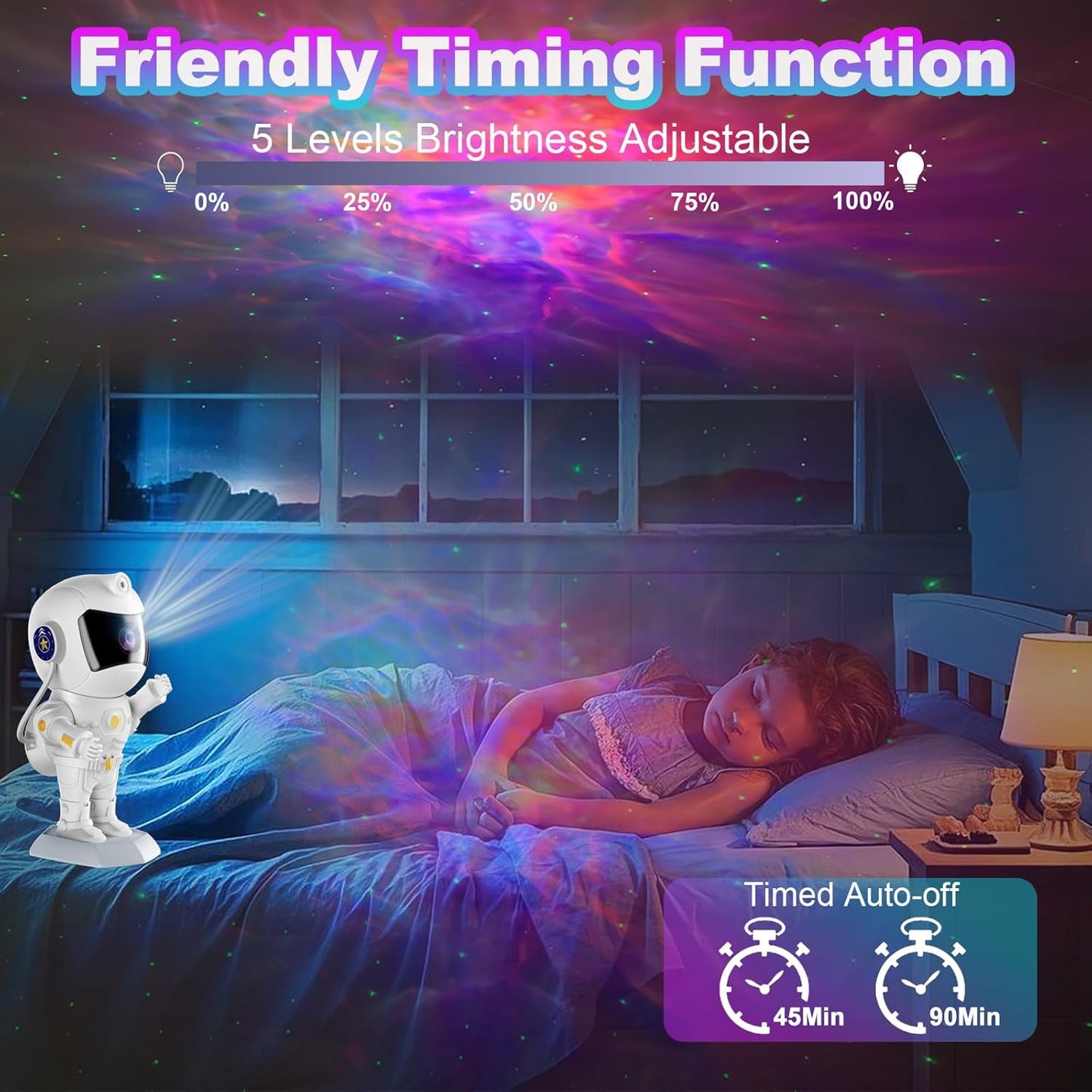 XIAOER Astronaut Galaxy Projector, Robot Star Night Light for Bedroom, Starry Nebula Space Projector Ceiling Lamp with Timer and Remote Control for Kids Adults