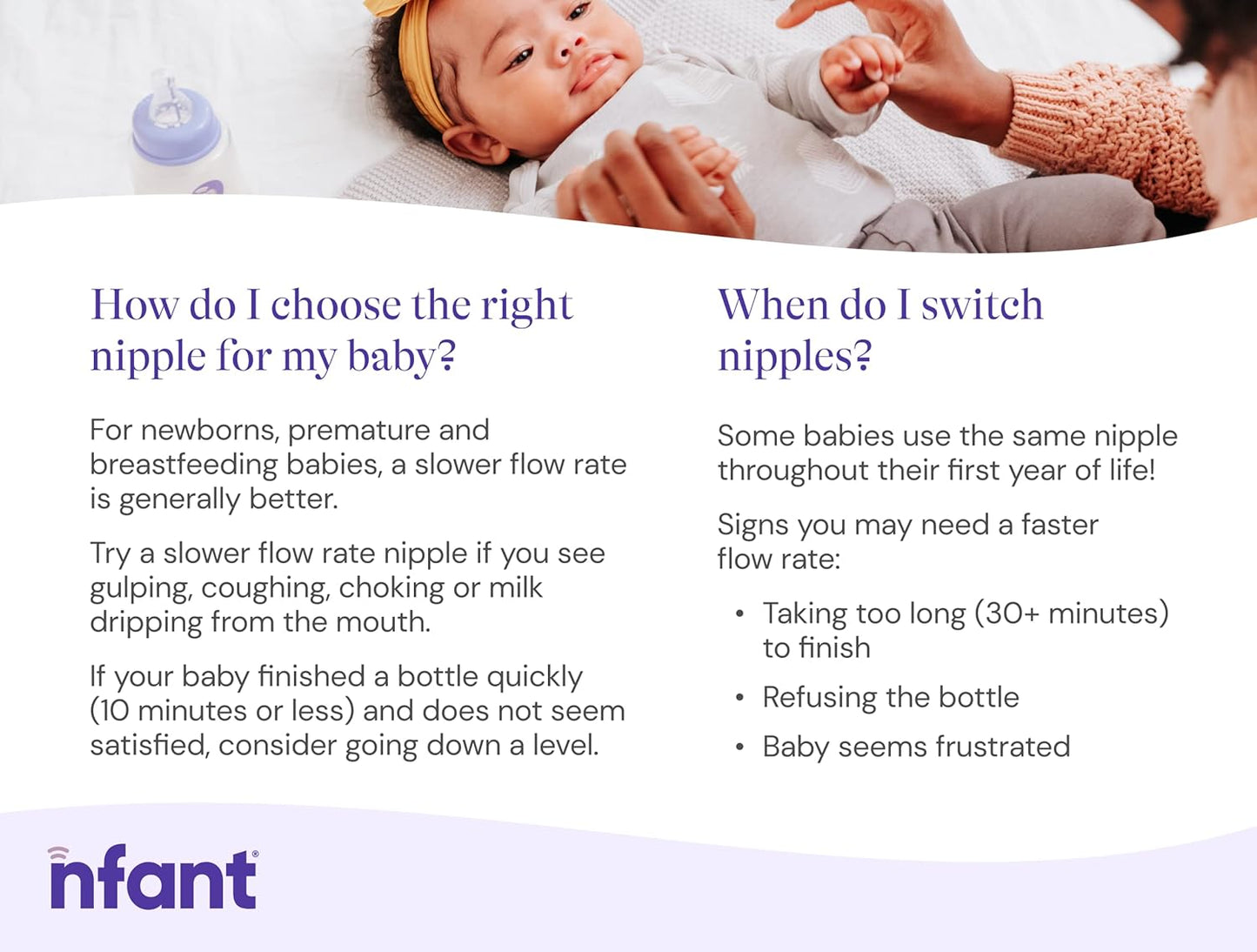 nfant | Standard Flow Nipple, White (9ml/min), 4-Pack