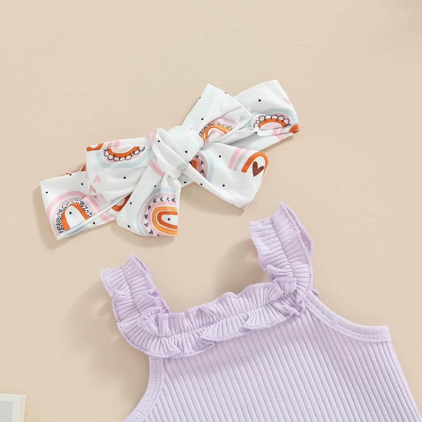 fhutpw Baby Girl Clothes Summer Cute Outfits 3 6 12 18 Months Spaghetti Strap Romper & Floarl Shorts Sets