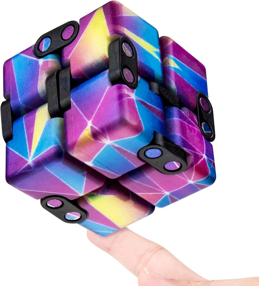 Infinitycube Fidget Toy Stress Relieving Fidgeting Game for Kids and Adults,Cute Pocket-sized Unique Gadget for Anxiety Relief and Kill Time (Mini Blue/Pink)