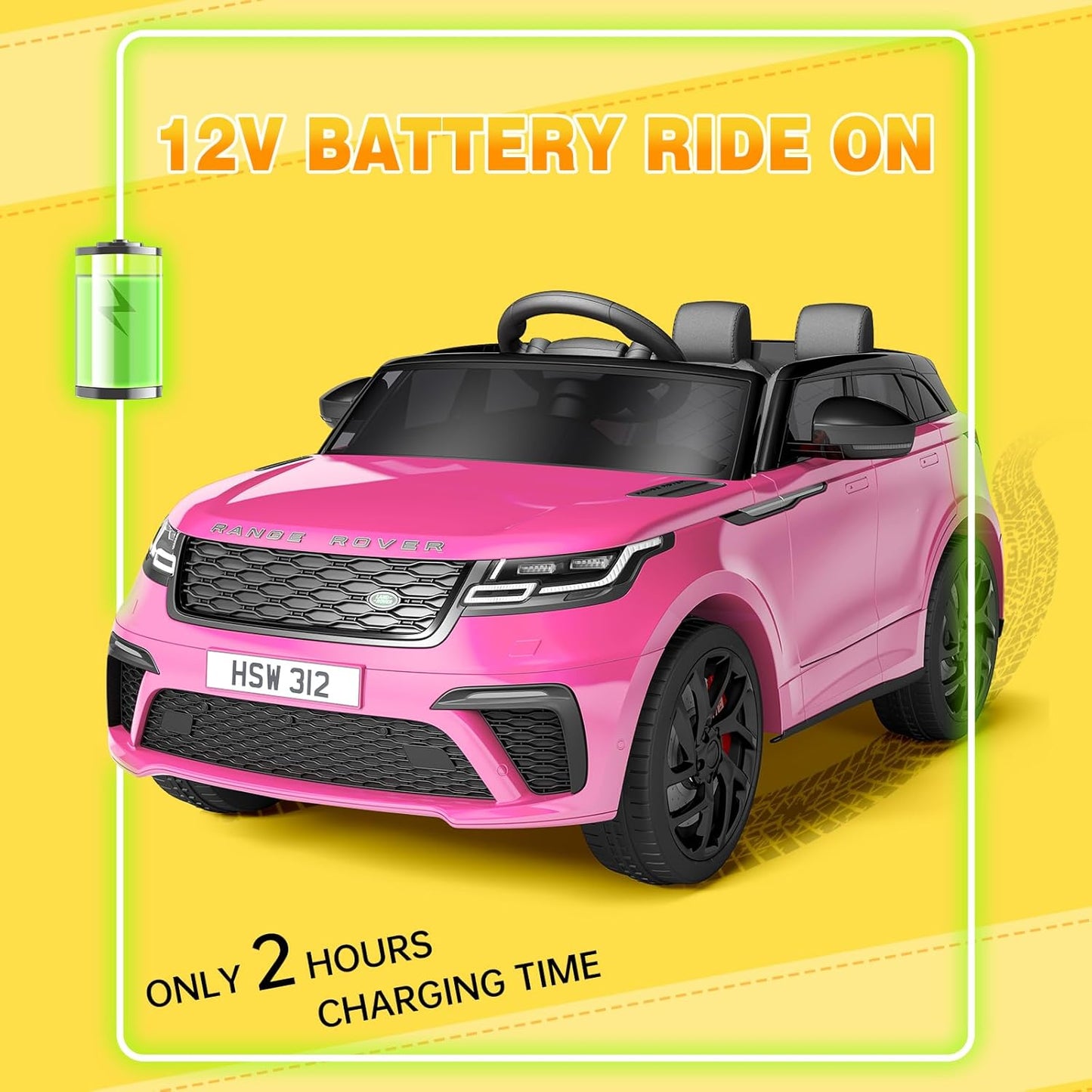 Hetoy Kids Ride On Car with Remote, Licensed Land Rover Kids Electric Car, Ride On Toys for Kids 3-8 with Mp3 Player, Rocking, Pull Rod, Pink