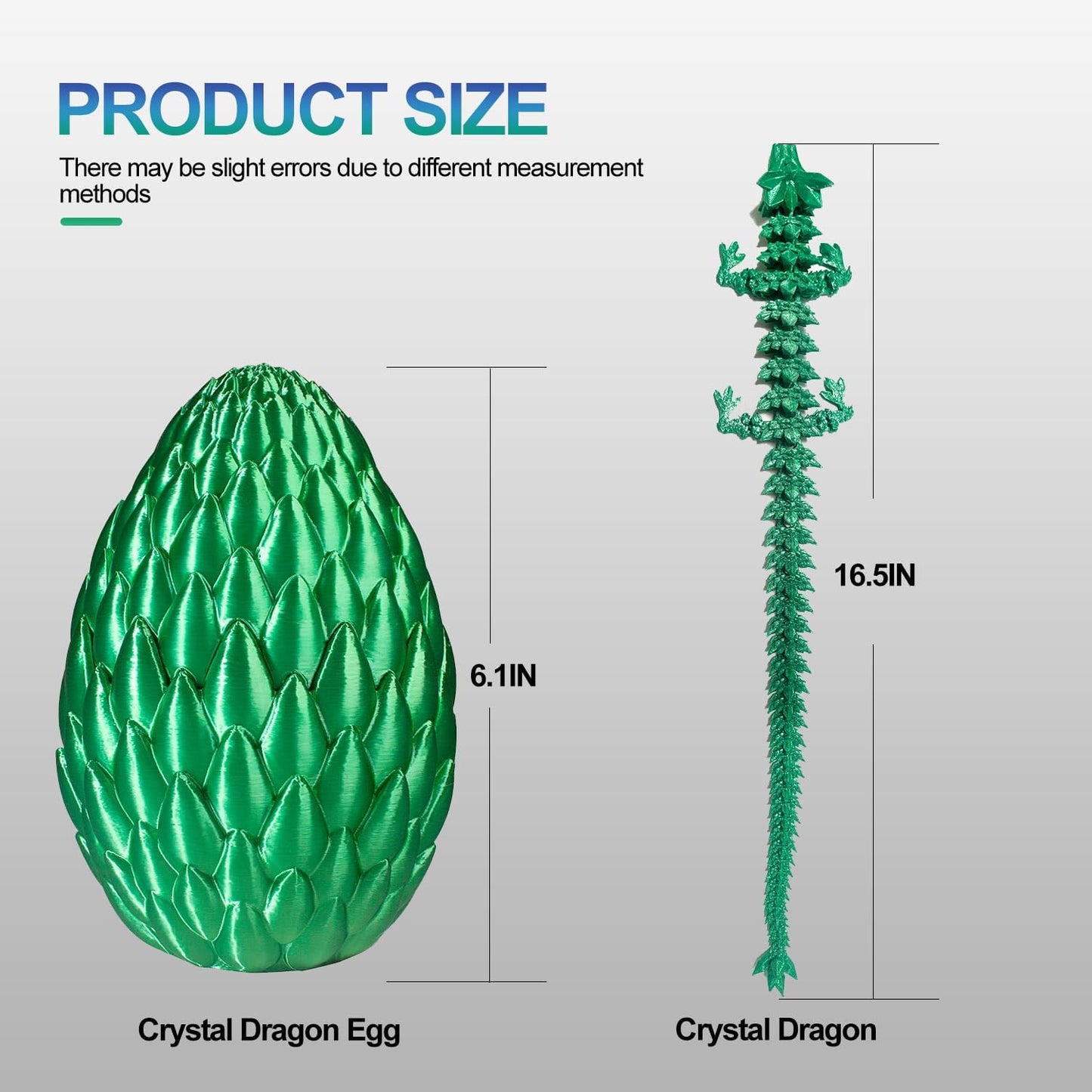 Dragon Eggs with Dragon Inside, 16.5 Inch Large 3D Printed Dragon Egg Articulated Dragon Crystal Dragon Executive Desk Toys Fidget Toy for Autism/ADHD (Red, with Egg)