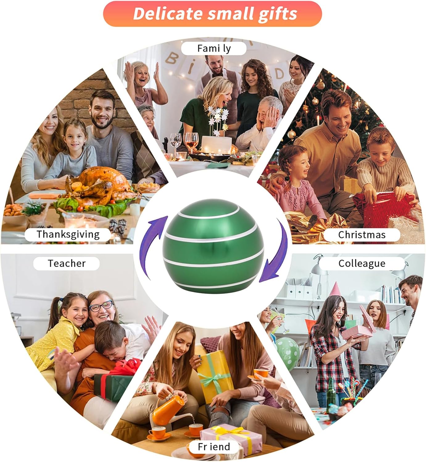 Desk-Toys for Fidget Kinetic-Cool-Gadgets: Cool-Stuff for Kid Children Teen Adult, Optical-Illusion Toy for Office School Home Women Men Christmas Stress-Relief-Gifts 180 Seconds Spinning