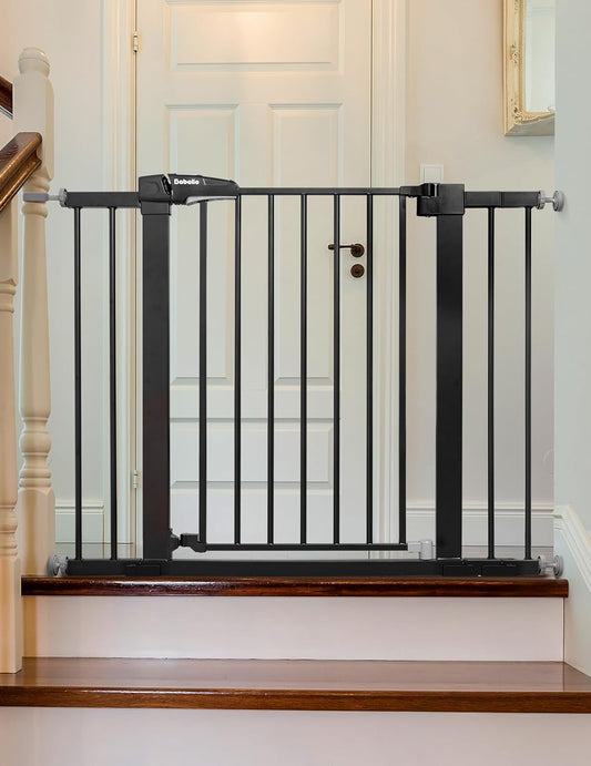 Babelio Baby Gate, 29-43" Auto-Close Easy Install Pet Gate, Extra Wide Walk Thru Child Safety Gate, 30" Tall Pressure-Mounted Metal Dog Gate for Doorways & Stairs, Black