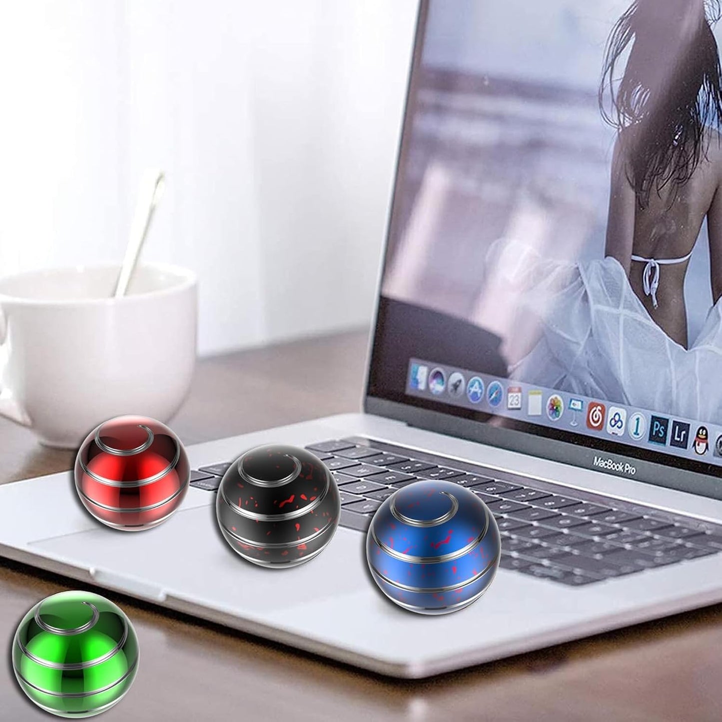 Fidget Toys, 2.17'' Kinetic Desk Toys for Adults, Desk Accessories for Office, Party Favors, Christmas Stocking Stuffers, Easter Basket (55MM, Blue Red)