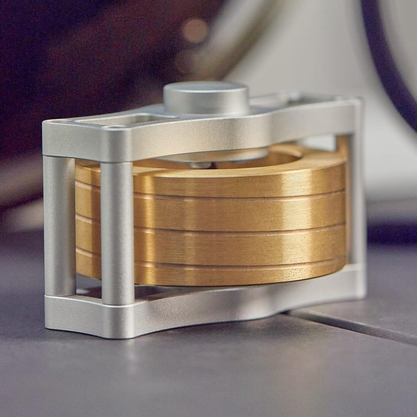 Metal Spinning Top Perpetual Motion Machine Silent Spinners Tech Gyro Desk Toys for Adult with Anxiety Exceed 30 Mins Long Lasting, Stainless Steel Desk Fidget Toy