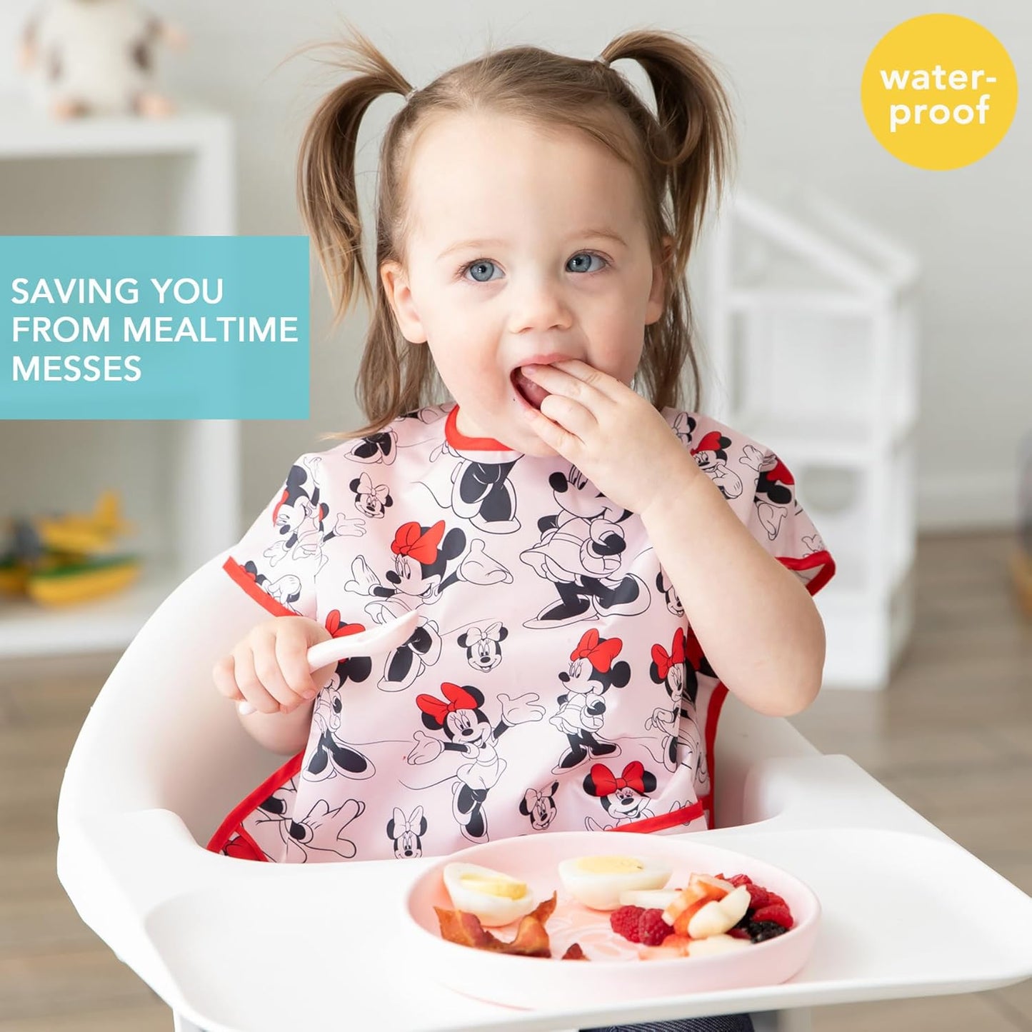 Bumkins Bibs - Toddler Bibs, Waterproof, Large for 1-3 Years, Short Sleeve