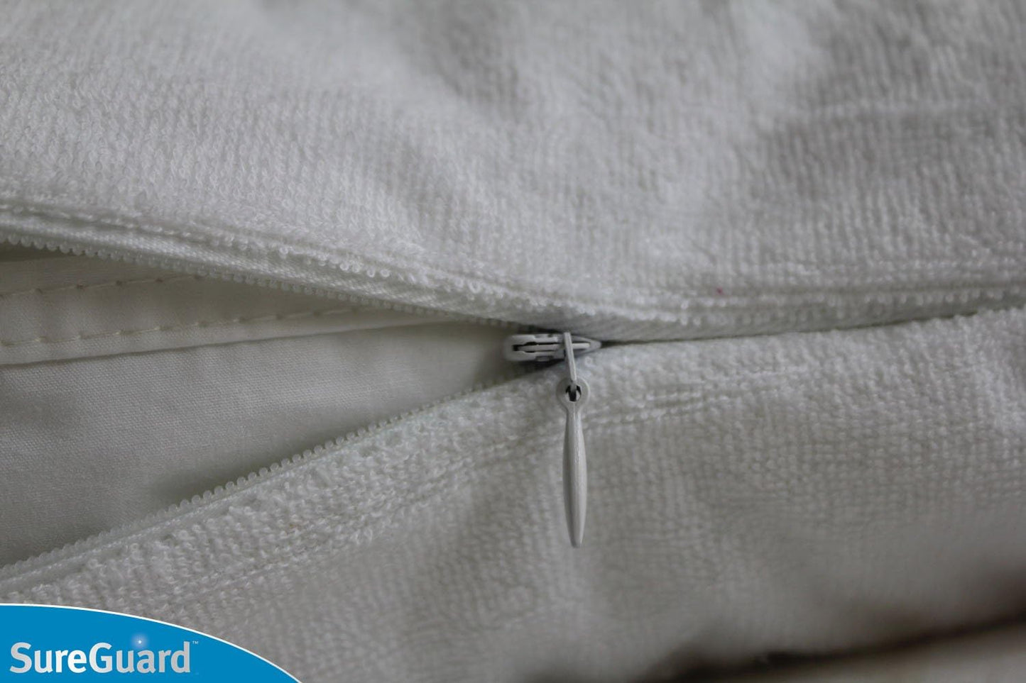 Set of 2 Standard Size SureGuard Pillow Protectors - 100% Waterproof, Bed Bug Proof, Hypoallergenic - Premium Zippered Cotton Terry Covers