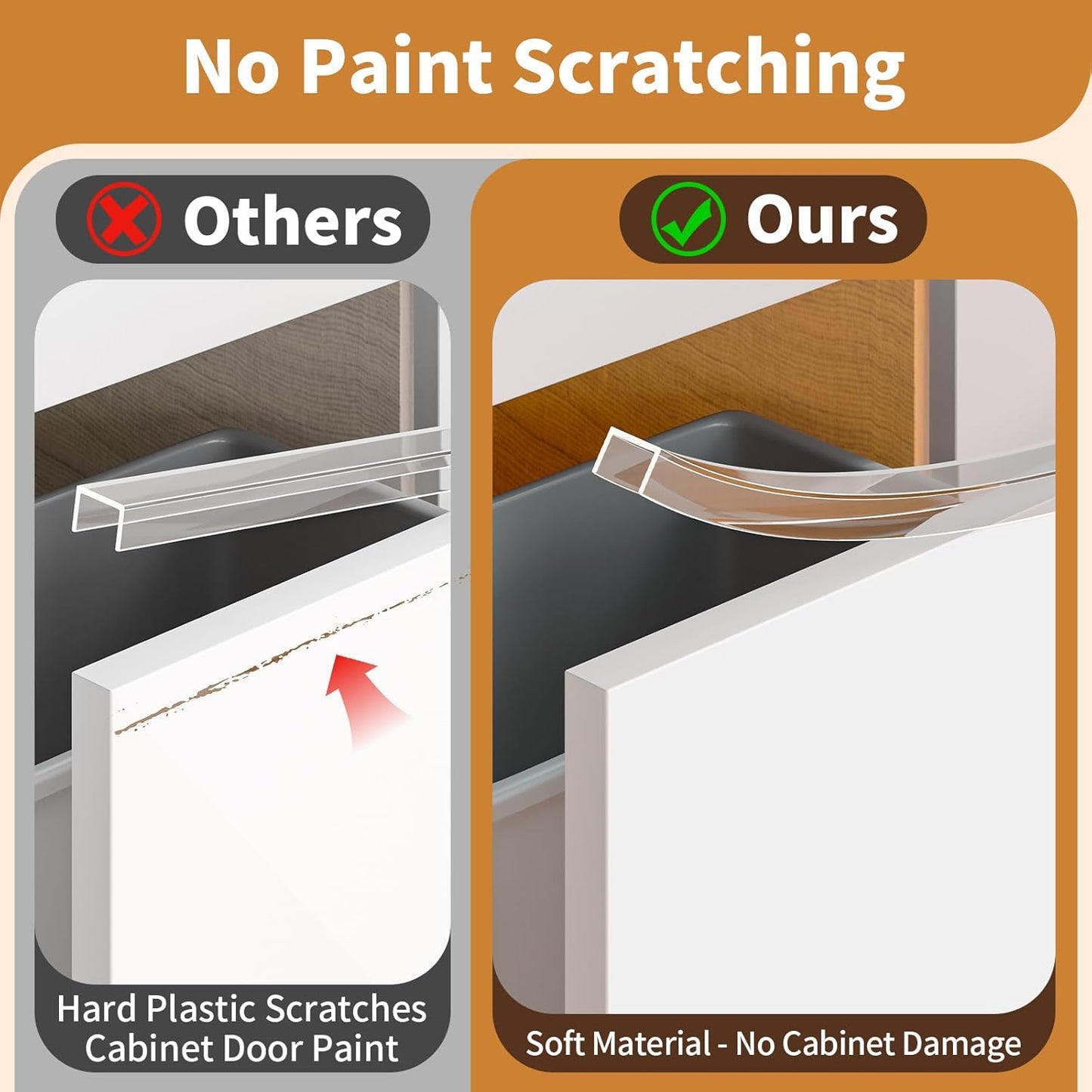 Cabinet Protectors for Kitchen Cabinets, Cabinet Door Edge Protector PVC Edge Guard Drawer Protector Prevent Wear, Chipping, Discoloration, Bumpers Clear, 3/4" Thick, 47'' Length