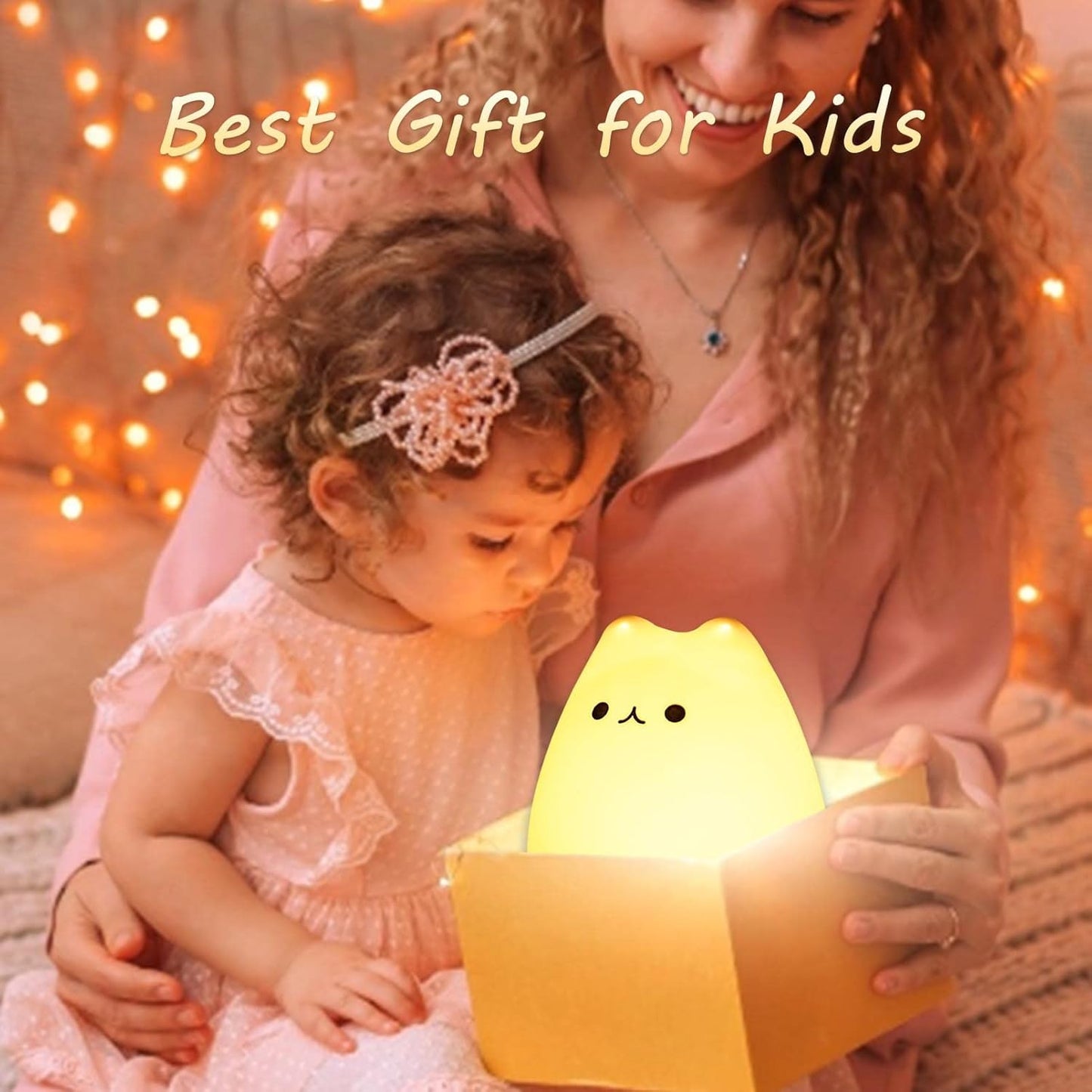 ZKLiLi Cat Night Light, Cute Nursery Lights USB Rechargeable Cat Lamp Nightlight Birthday Christmas Gift with Warm White and 7-Color Breathing Modes for Kids Baby Children (Remote Control)
