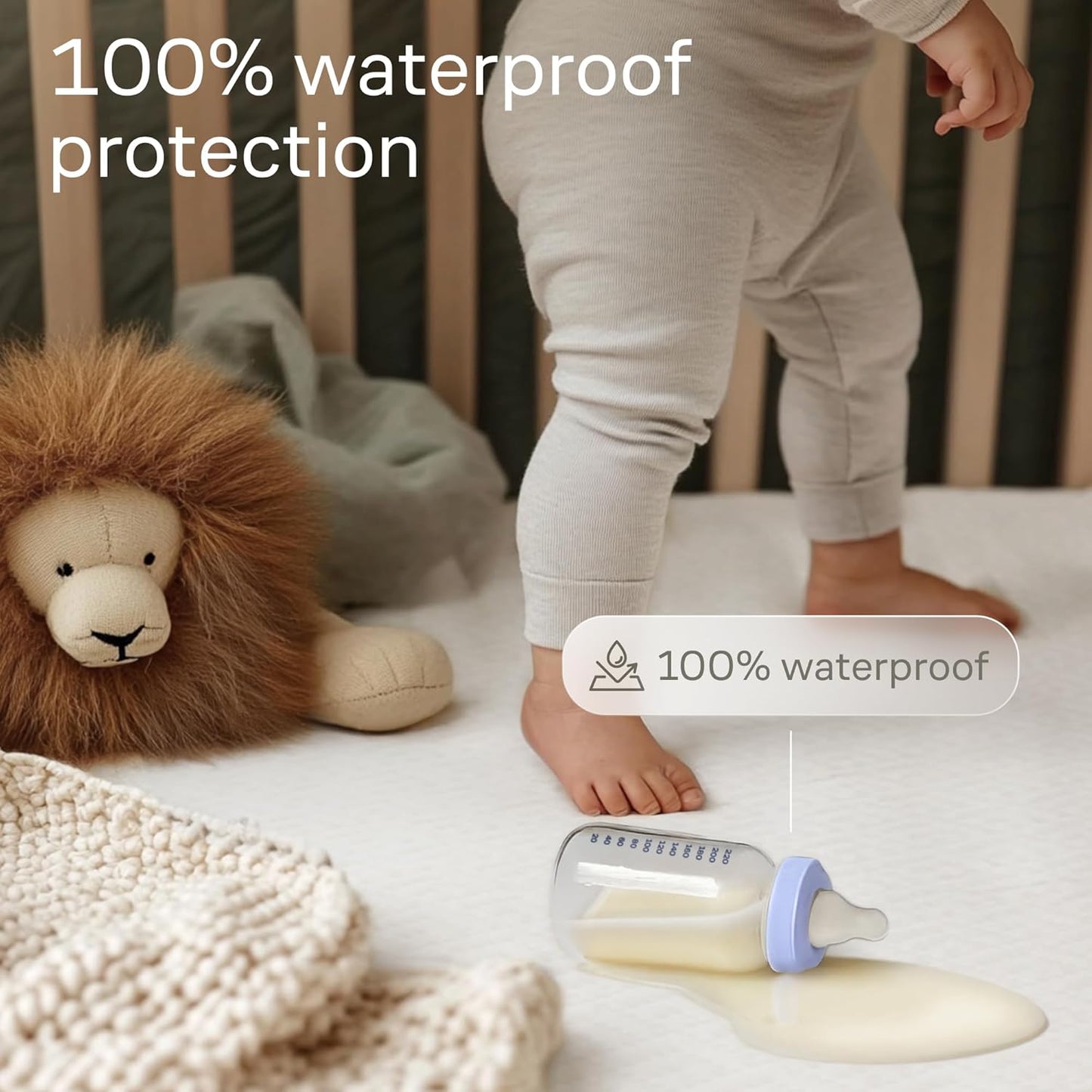 Niagara Crib 3 Pack 100% Waterproof Mattress Protector, Soft Breathable Crib Mattress Protector with Deep Pocket, Mattress Pad for Toddler and Baby (52x28, White) - Viscose Made from Bamboo