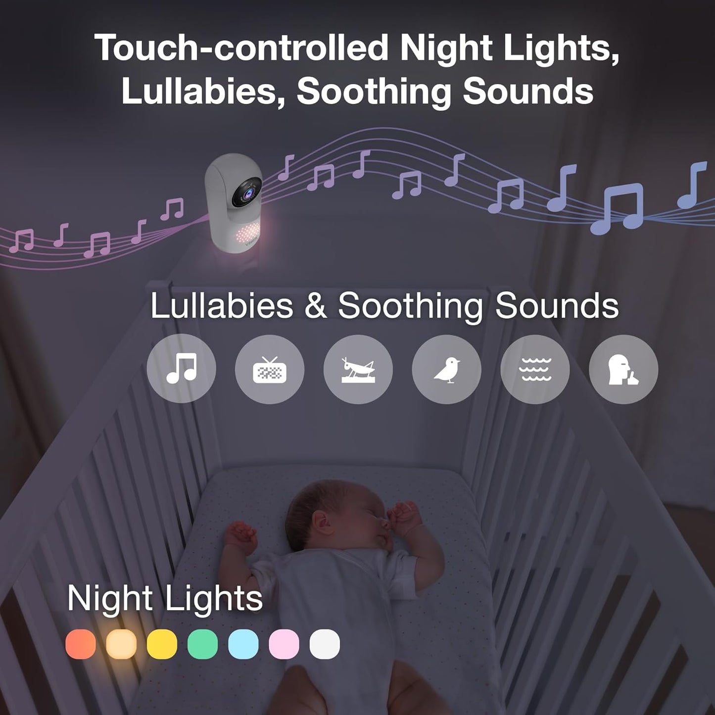 VTech 5.5" IPS Screen 720P Video Baby Monitor with Camera and Audio, Pan-Tilt-Zoom, Night Light, 2-Way Talk, Lullabies, Soothing Sounds, Long Battery Life, No WiFi: Advanced HD Plus