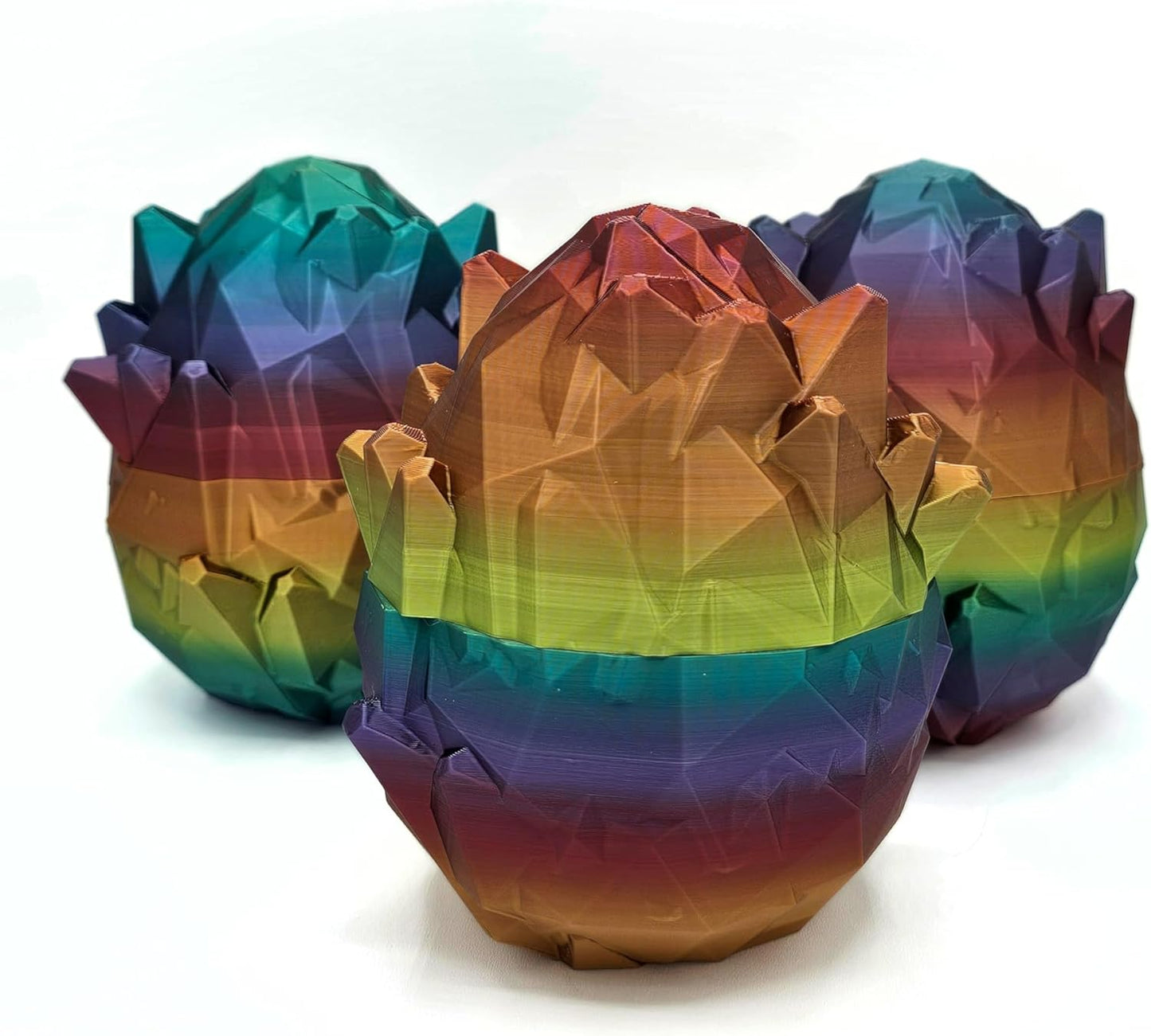 3D Printed 14'' Articulated Crystal Dragon with Egg, Toy Home Office Decor, Executive Desk Toy, Adult Fidget Toy, Toddler Play Game (Rainbow, Medium 14'' w/ Egg)