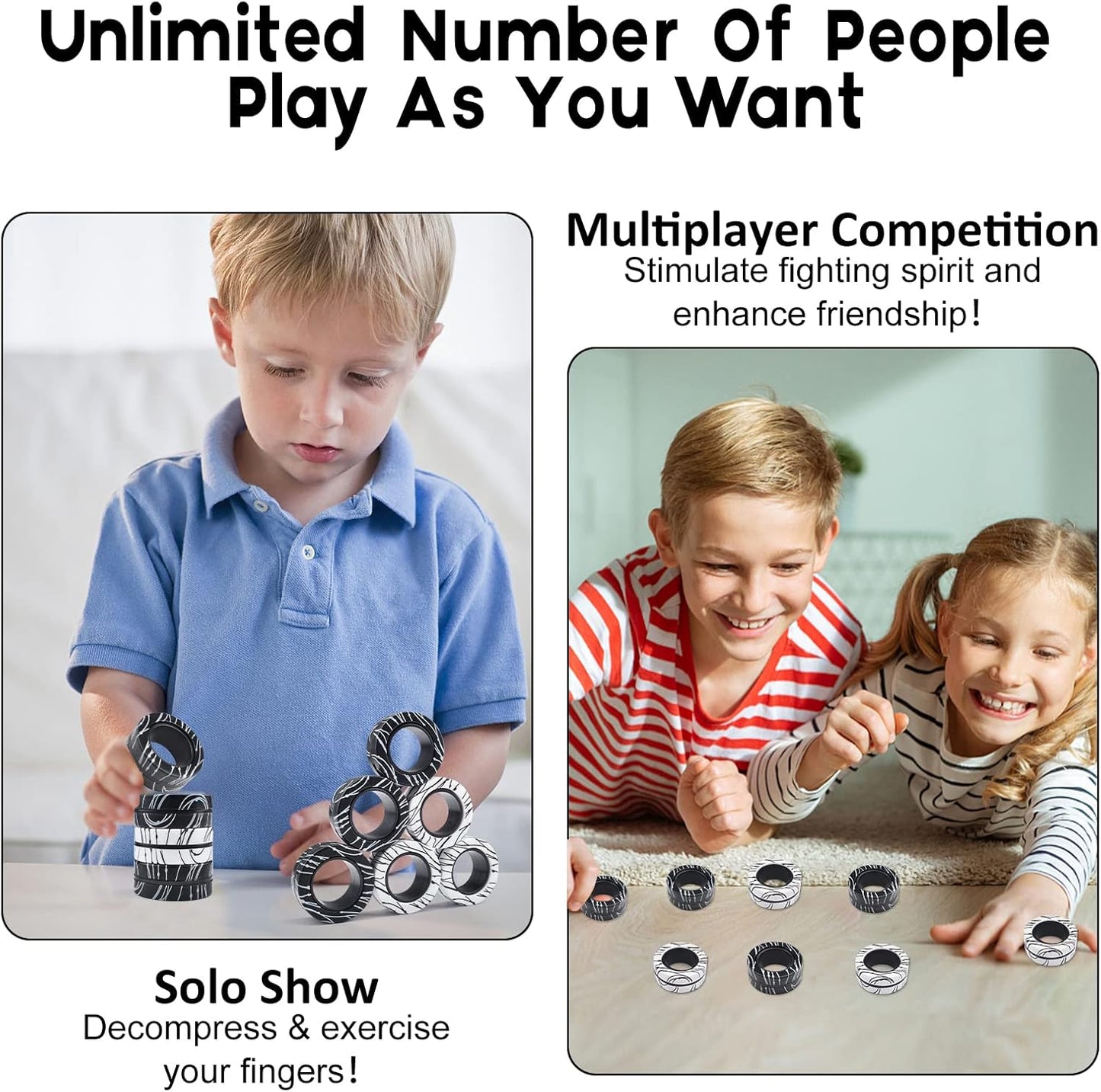 3Pcs Magnetic Rings Fidget Toys for Teens, Adults&Kids|Halloween Toys Gifts for 8 9 10 11+ Year Old Boy & Girl|ADHD Fidget Toy Pack for Anxiety Relief,Coolest Gifts for Teen Boys